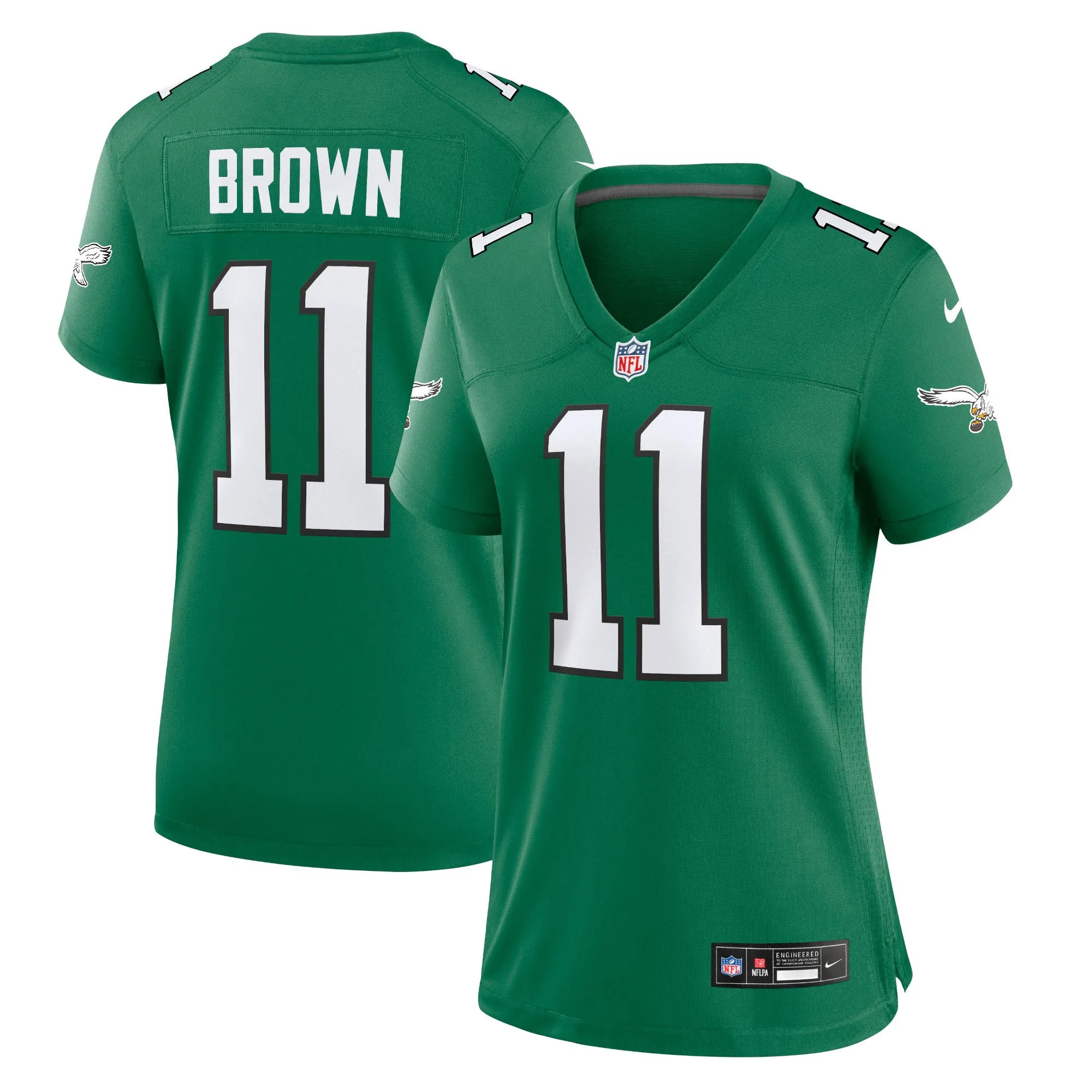 A.J. Brown Philadelphia Eagles  Women's Player Jersey - Kelly Green