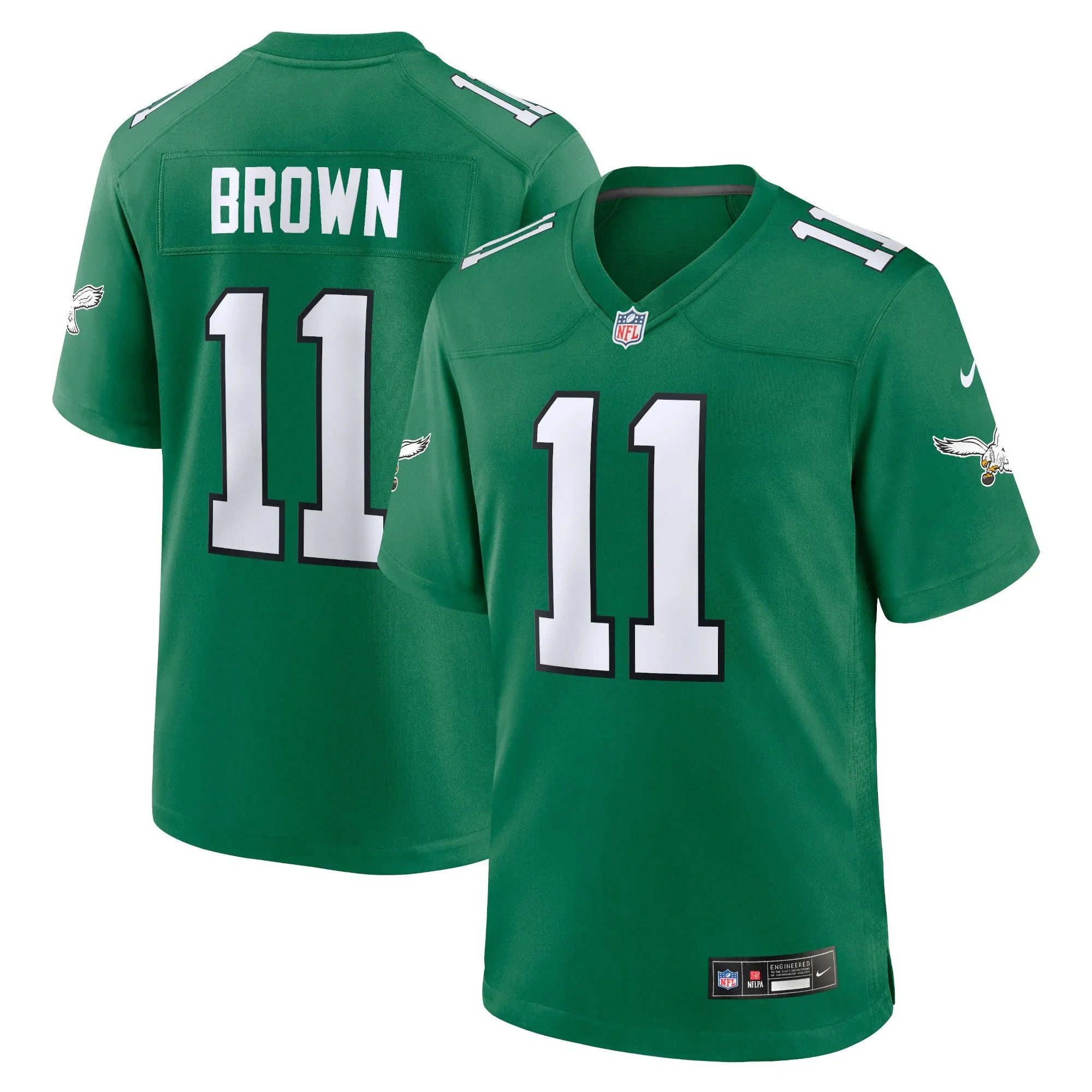 A.J. Brown Philadelphia Eagles  Youth Game Jersey - Kelly Green