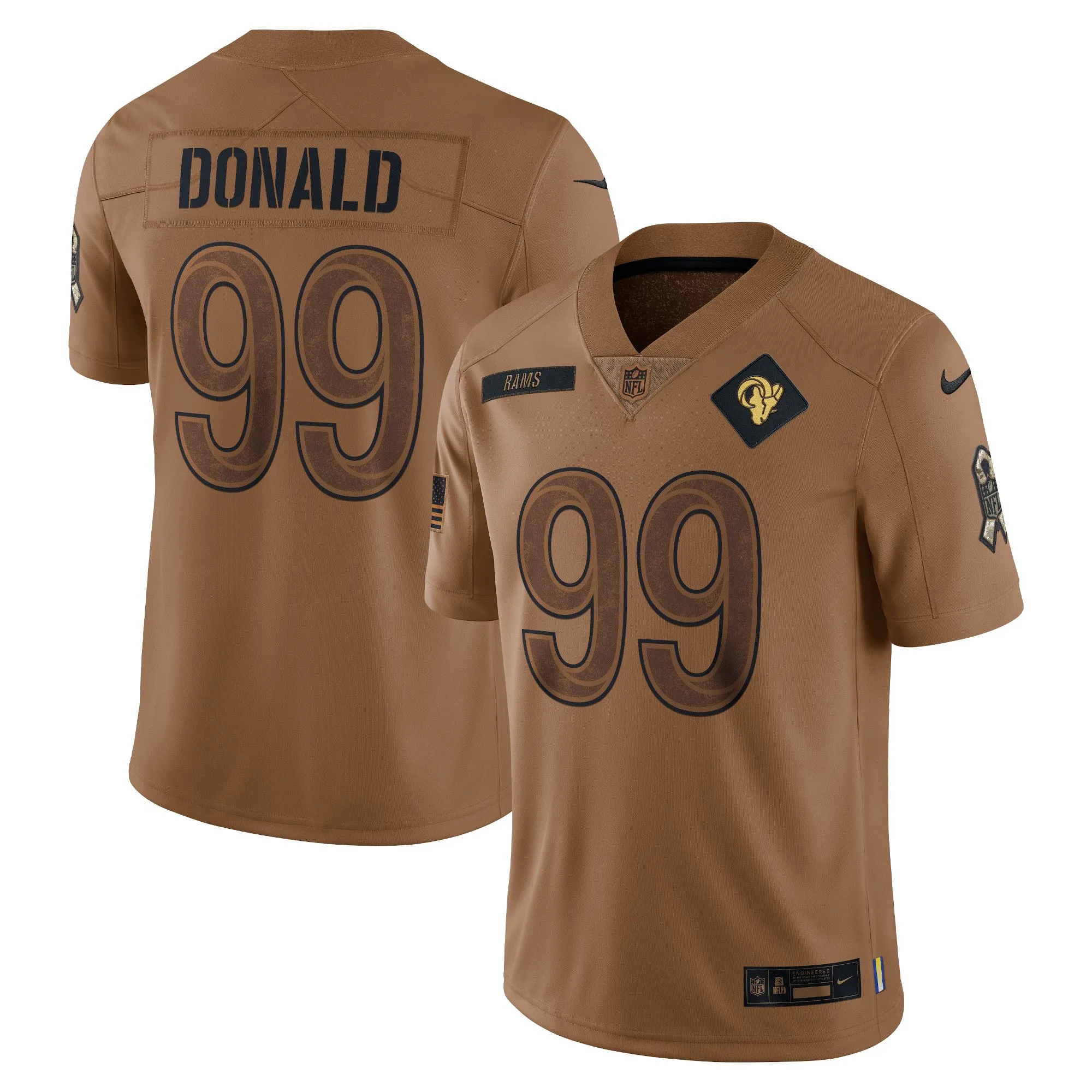 Aaron Donald Los Angeles Rams  2023 Salute To Service Limited Jersey - Brown