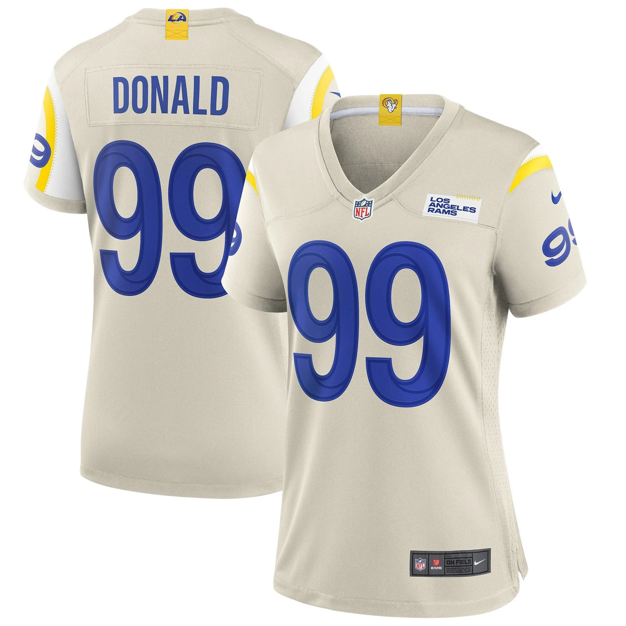 Aaron Donald Los Angeles Rams  Women's Player Game Jersey - Bone