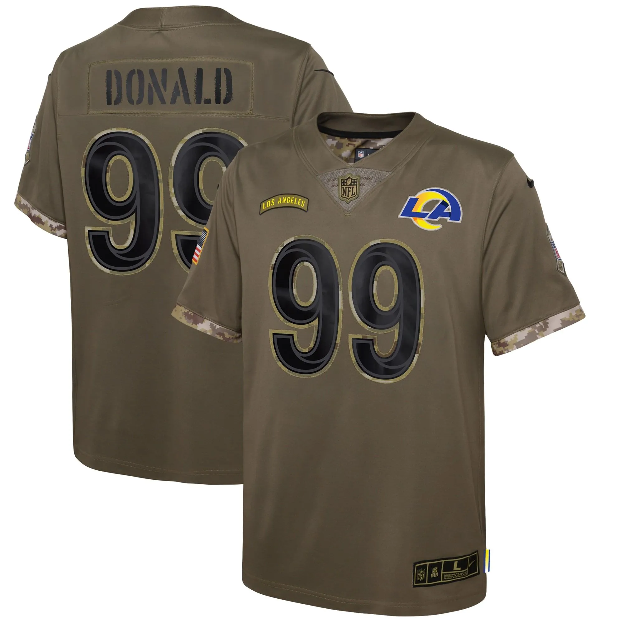 Aaron Donald Los Angeles Rams  Youth 2022 Salute To Service Player Limited Jersey - Olive