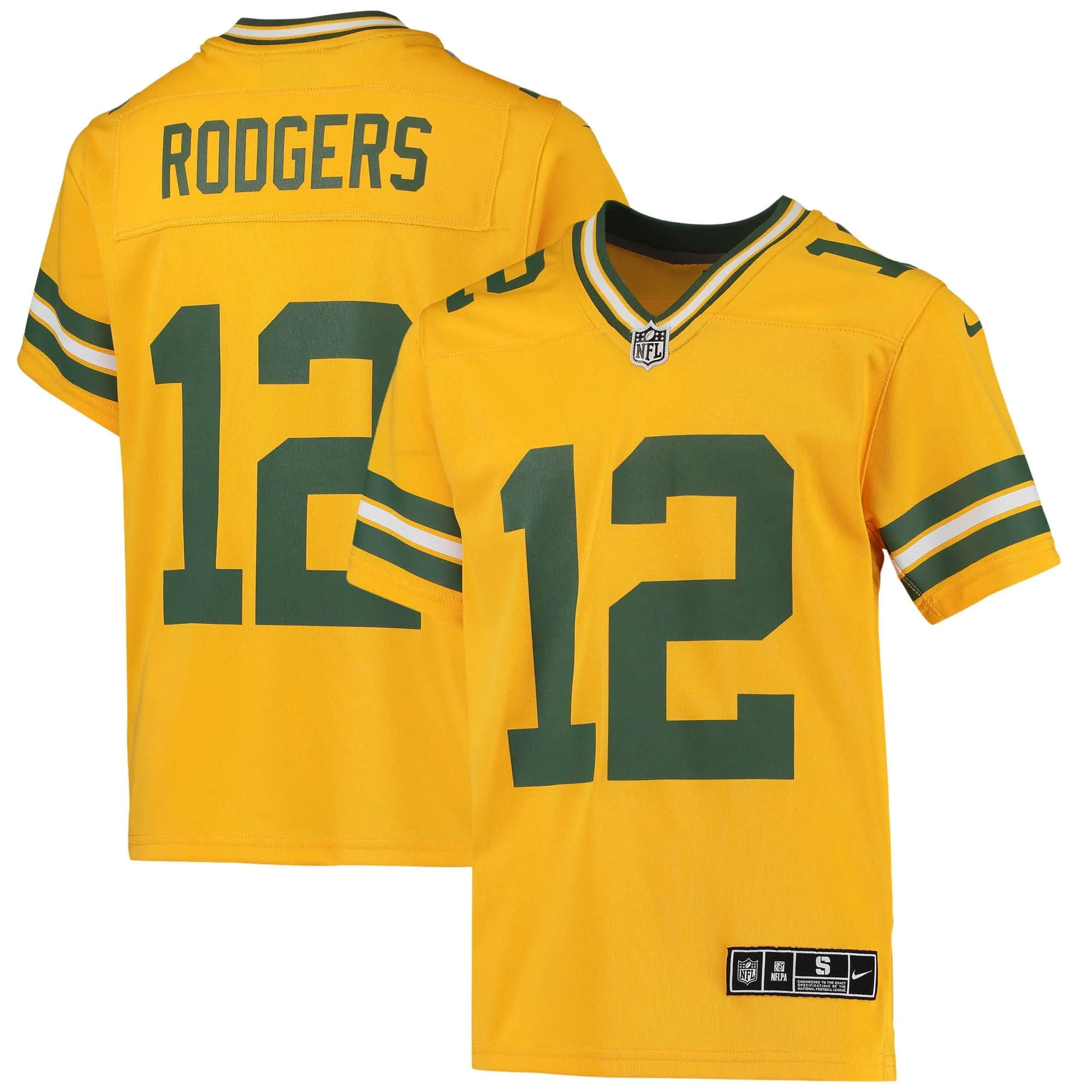 Aaron Rodgers Green Bay Packers  Youth Inverted Team Game Jersey - Gold