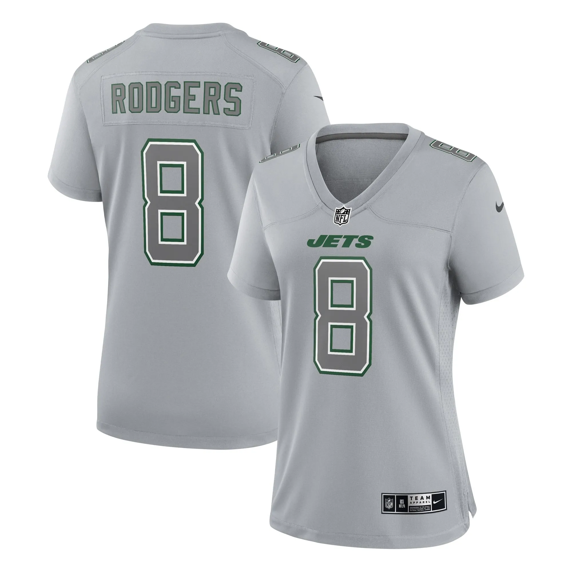 Aaron Rodgers New York Jets  Women's Atmosphere Fashion Game Jersey - Heather Gray