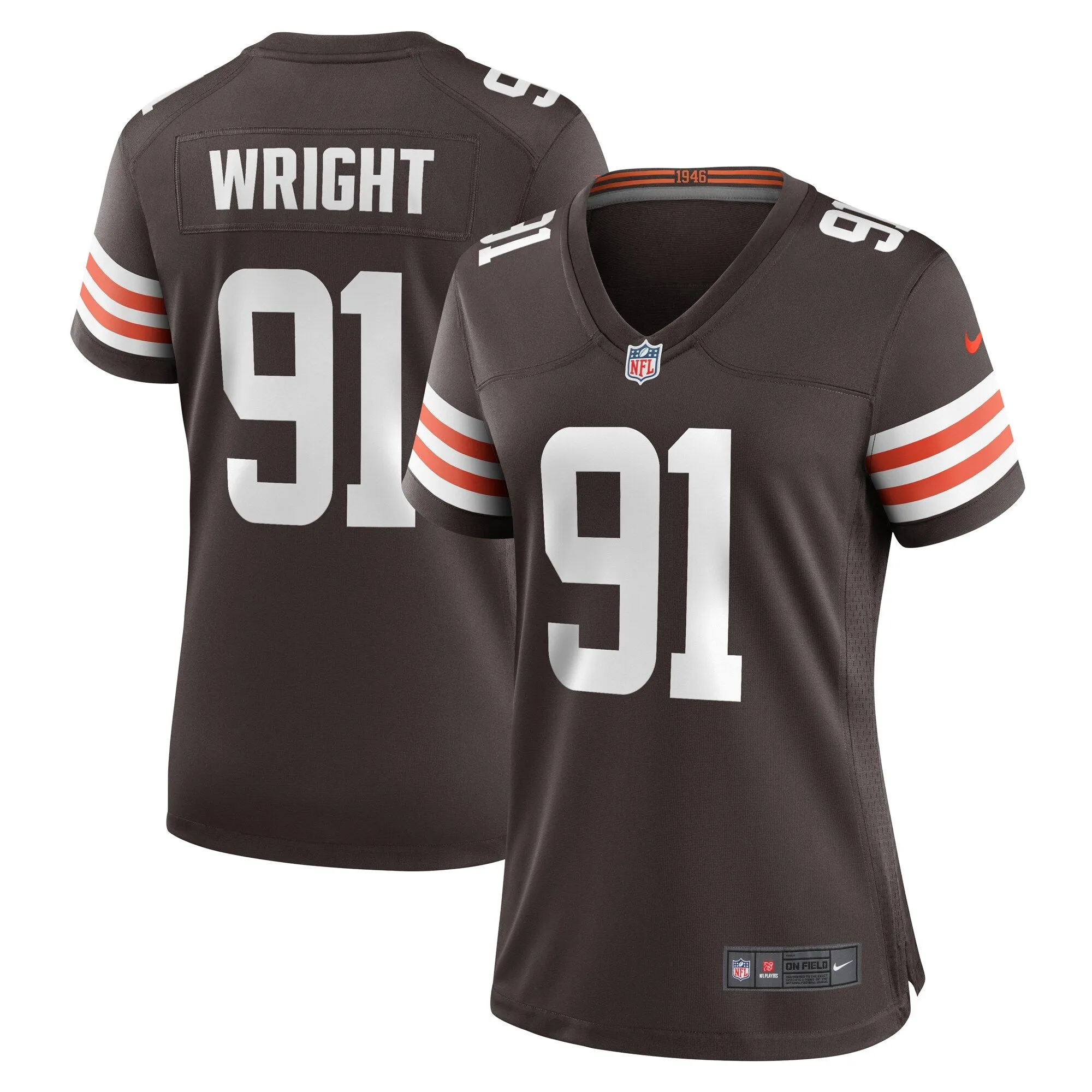 Alex Wright Cleveland Browns  Women's Team Game Jersey -  Brown