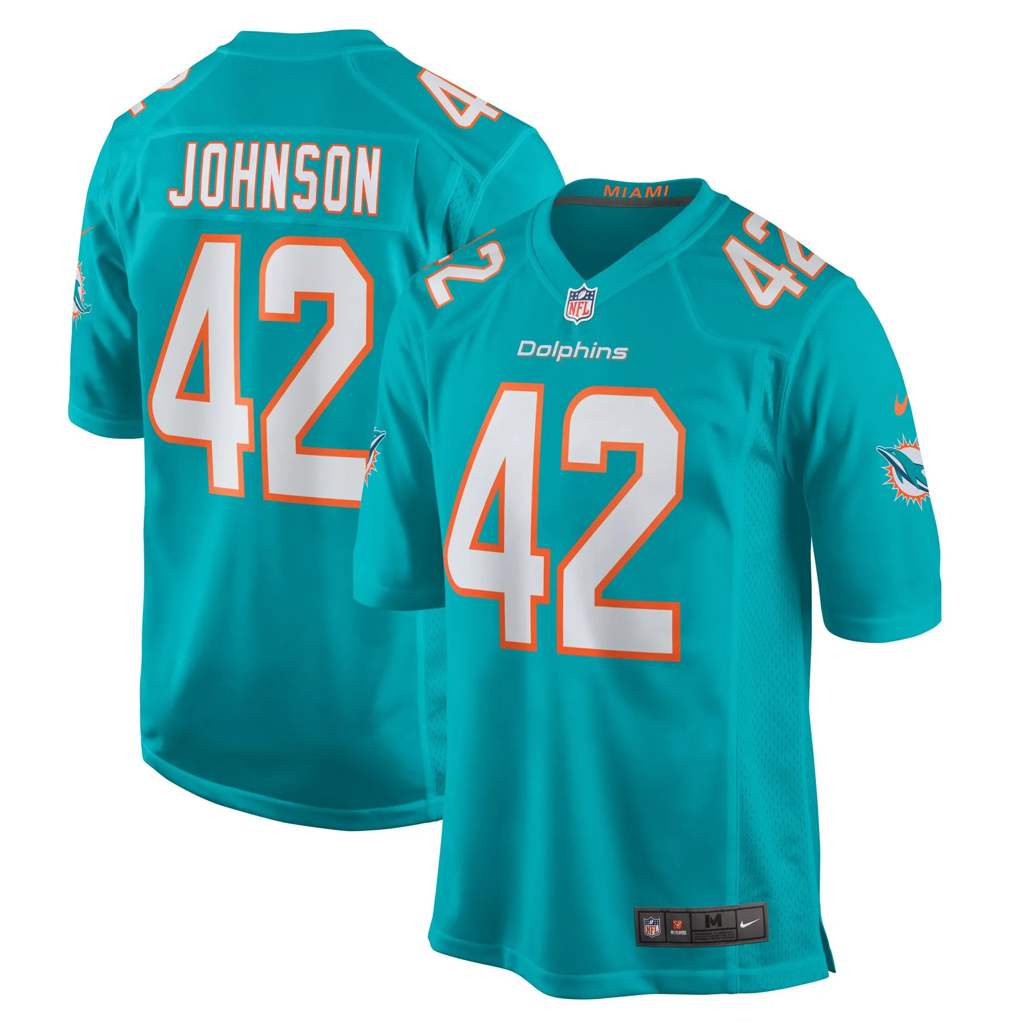 Alexander Johnson Miami Dolphins   Game Jersey -  Aqua