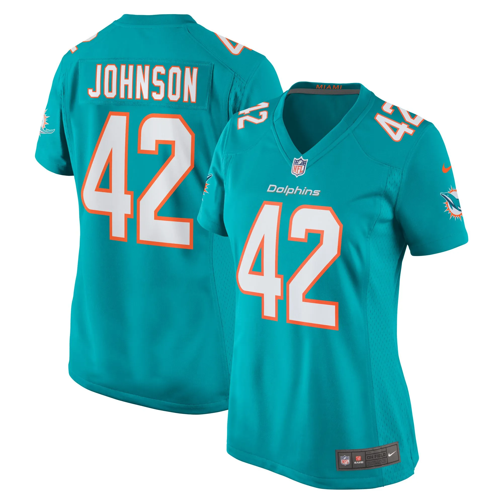 Alexander Johnson Miami Dolphins  Women's  Game Jersey -  Aqua