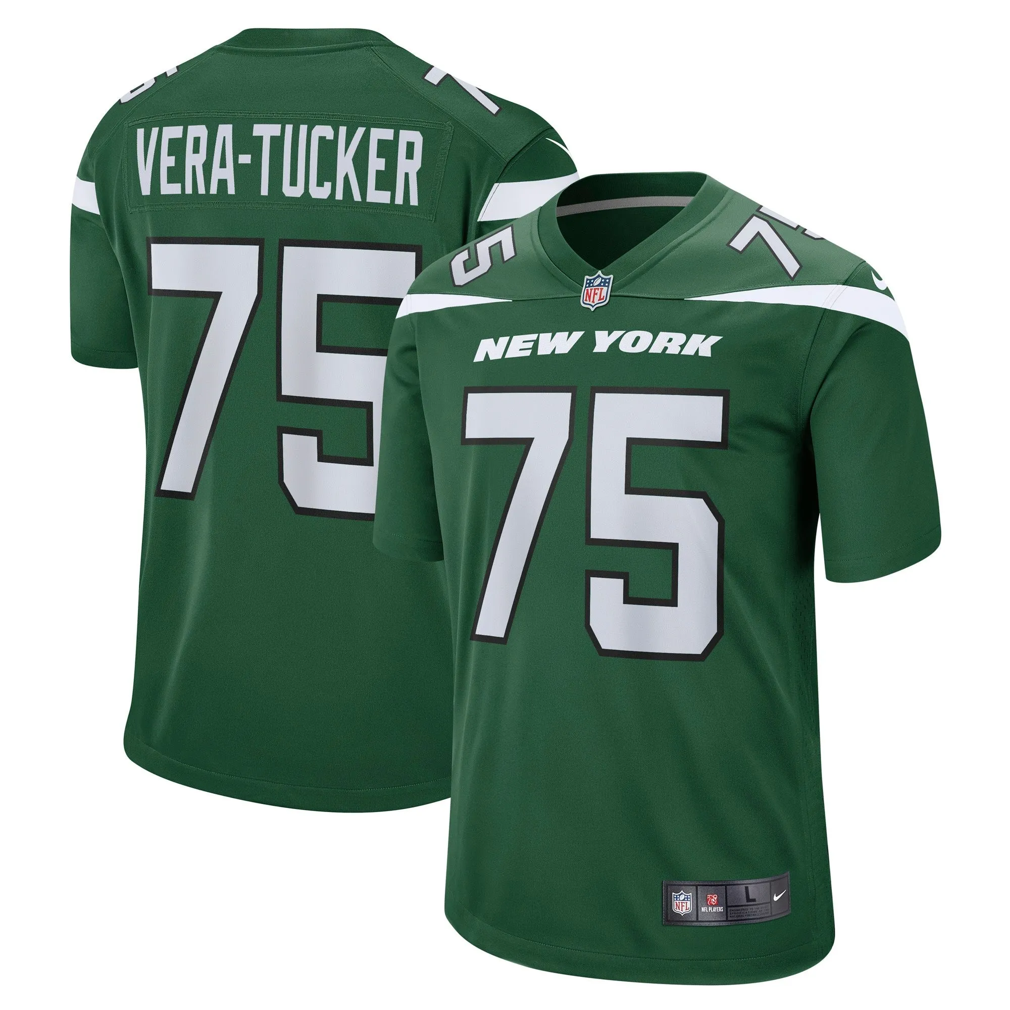 Alijah Vera-Tucker New York Jets  Game Player Jersey - Gotham Green