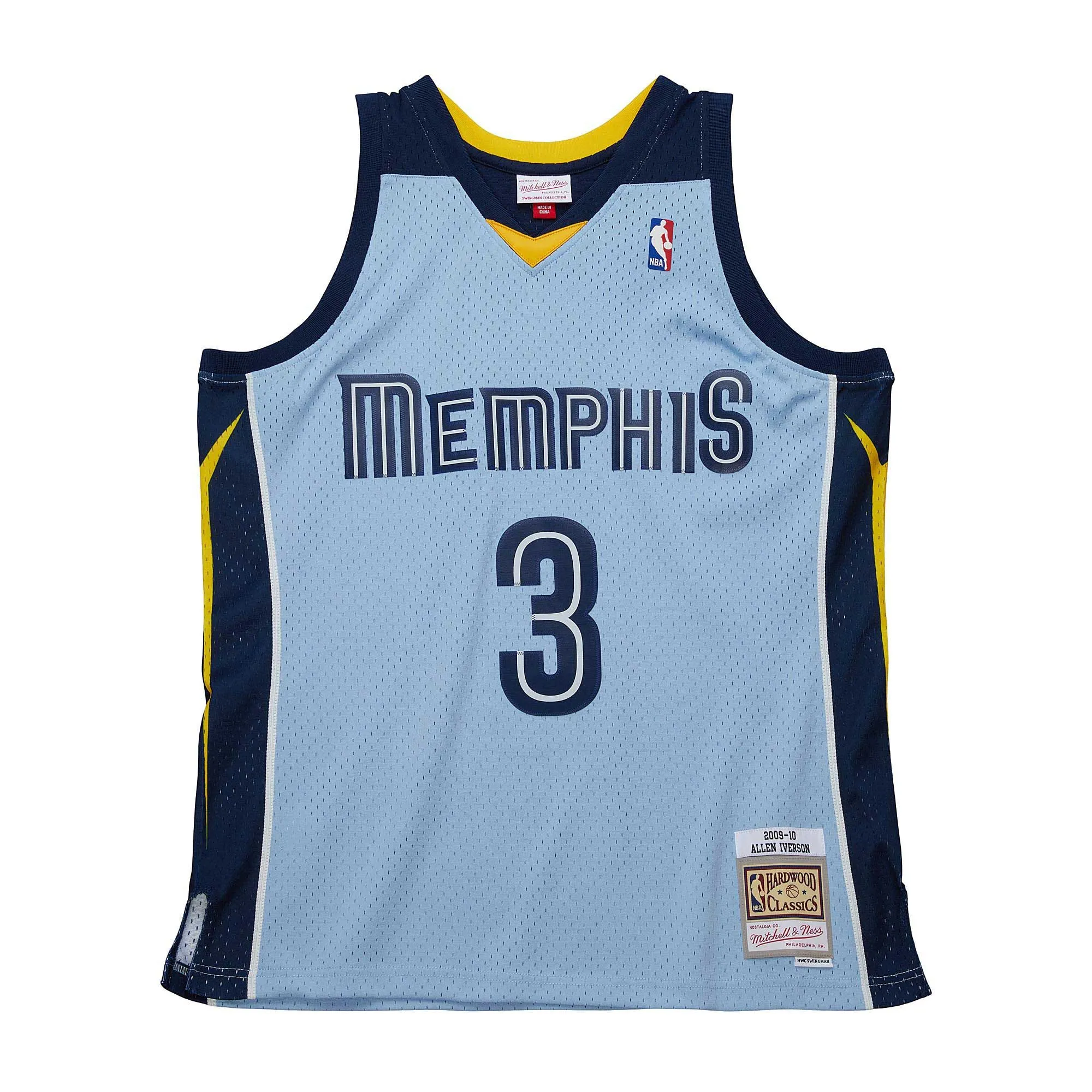 Allen Iverson Memphis Grizzlies Mitchell & Ness 2009/10 Hardwood Classics Swingman Jersey - Light Blue