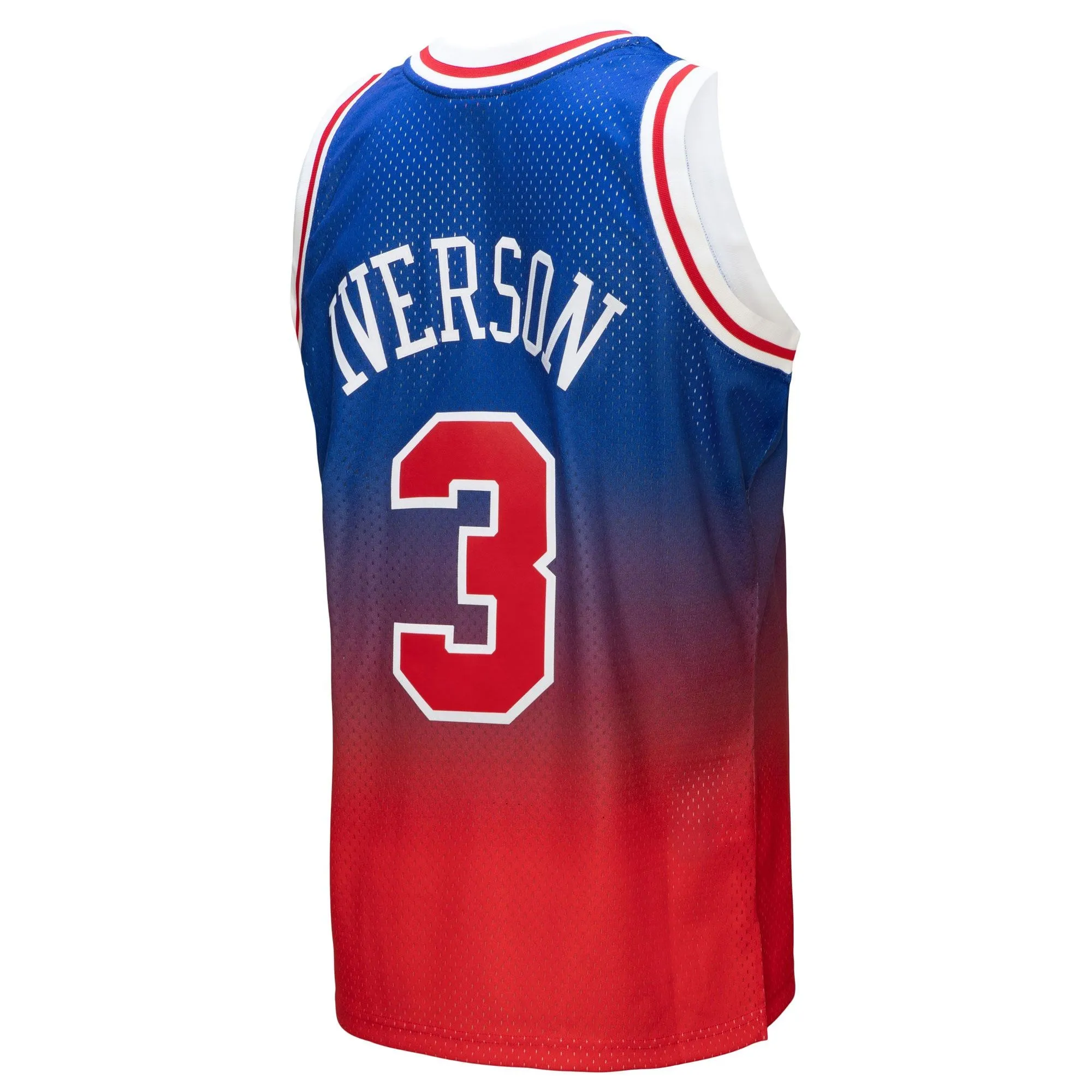 Allen Iverson Philadelphia 76ers Mitchell & Ness 1996/97 Hardwood Classics Fadeaway Swingman Player Jersey - Red/Royal