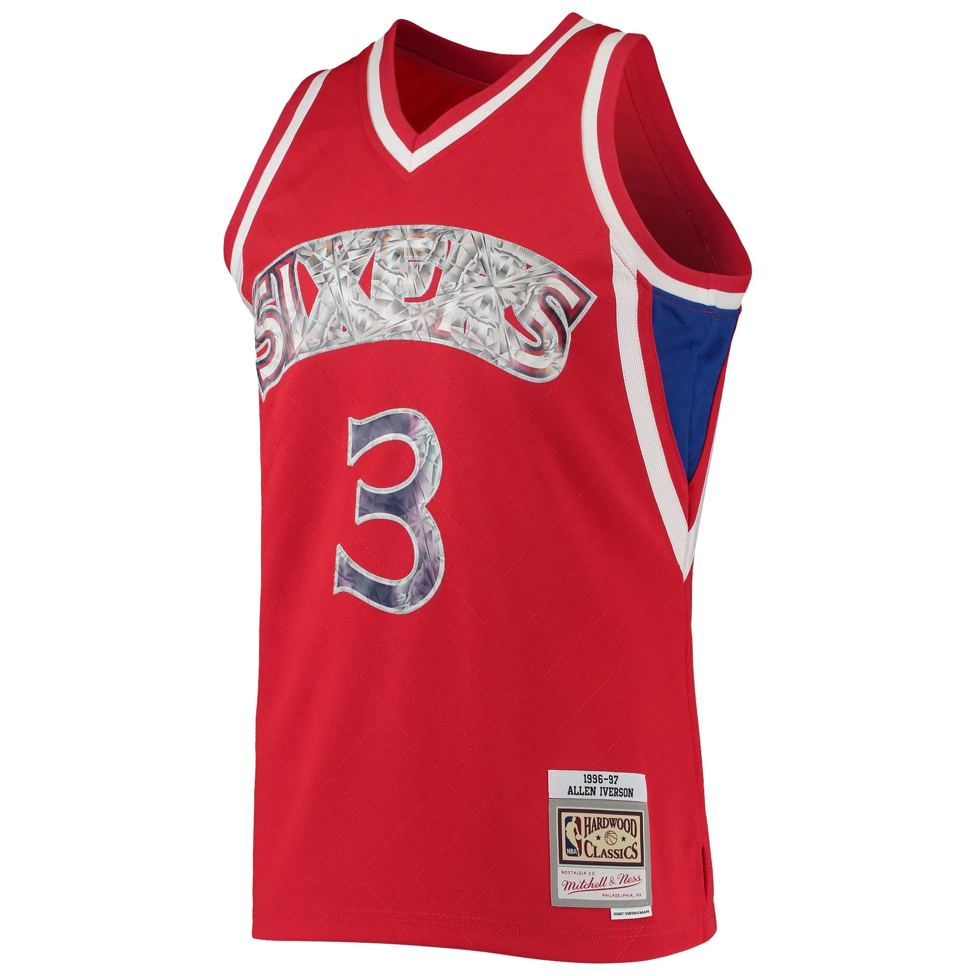 Allen Iverson Philadelphia 76ers Mitchell & Ness 1996/97 Hardwood Classics NBA 75th Anniversary Diamond Swingman Jersey - Red