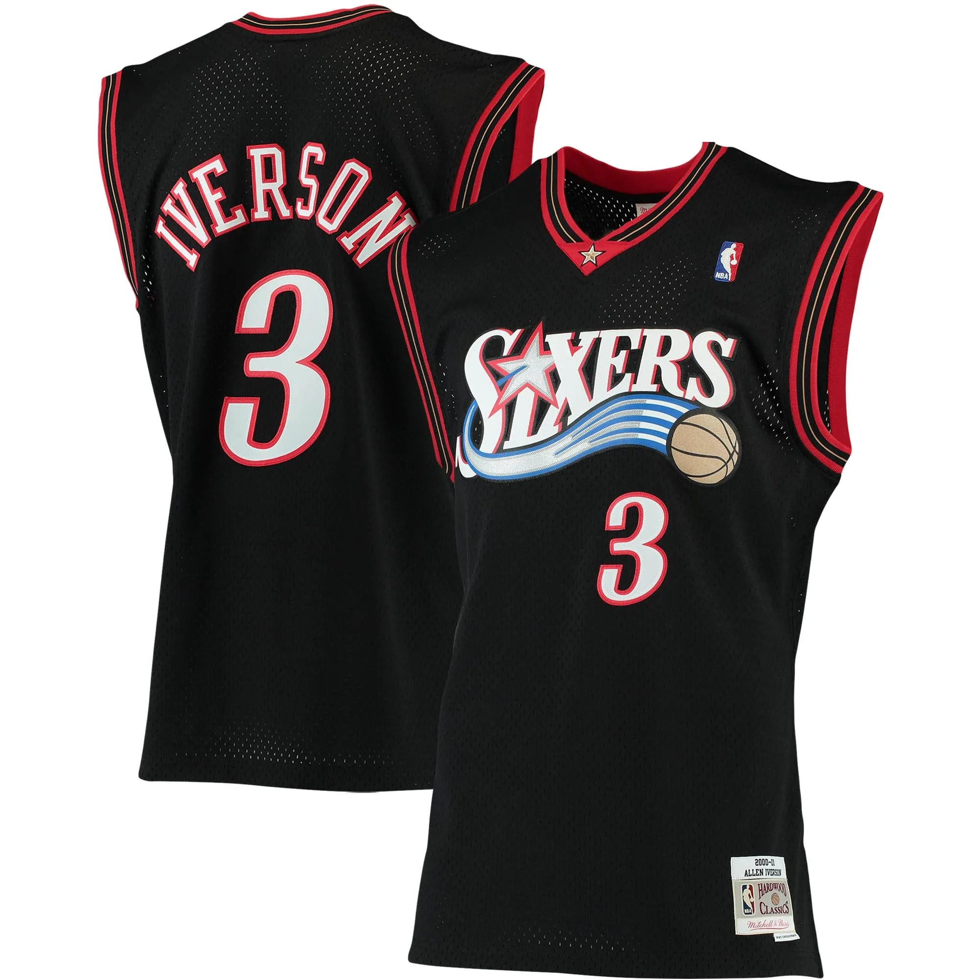 Allen Iverson Philadelphia 76ers Mitchell & Ness 2000/01 Big & Tall Hardwood Classics Swingman Jersey - Black