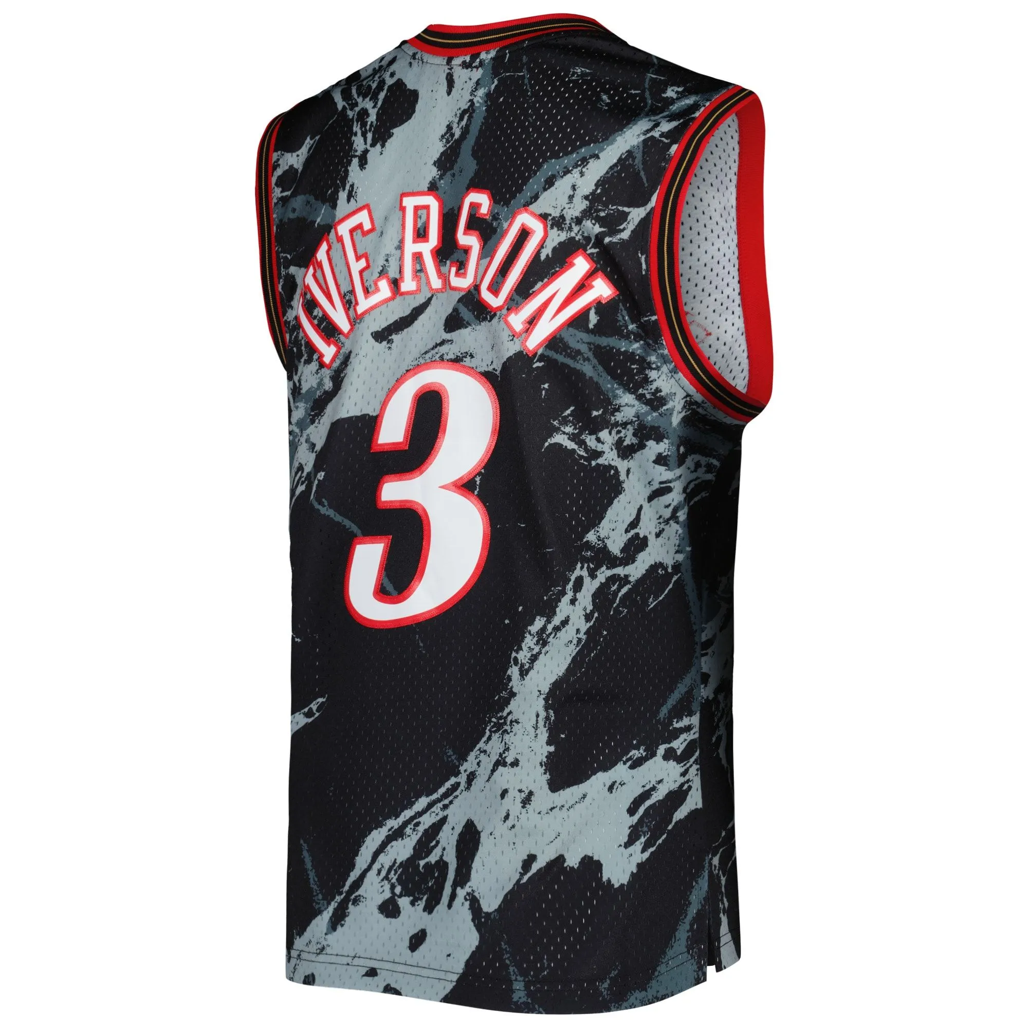 Allen Iverson Philadelphia 76ers Mitchell & Ness 2000/01 Hardwood Classics Marble Swingman Jersey - Black