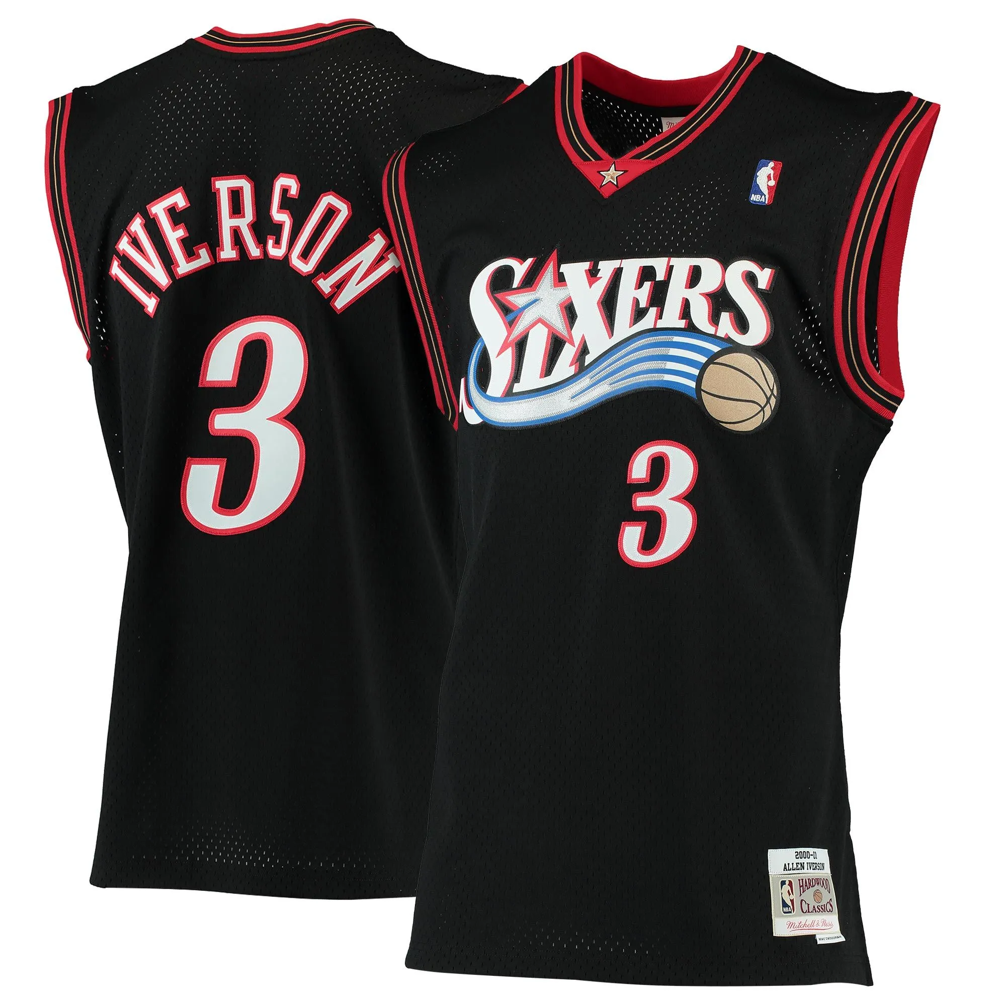 Allen Iverson Philadelphia 76ers Mitchell & Ness 2000/01 Hardwood Classics Swingman Jersey - Black