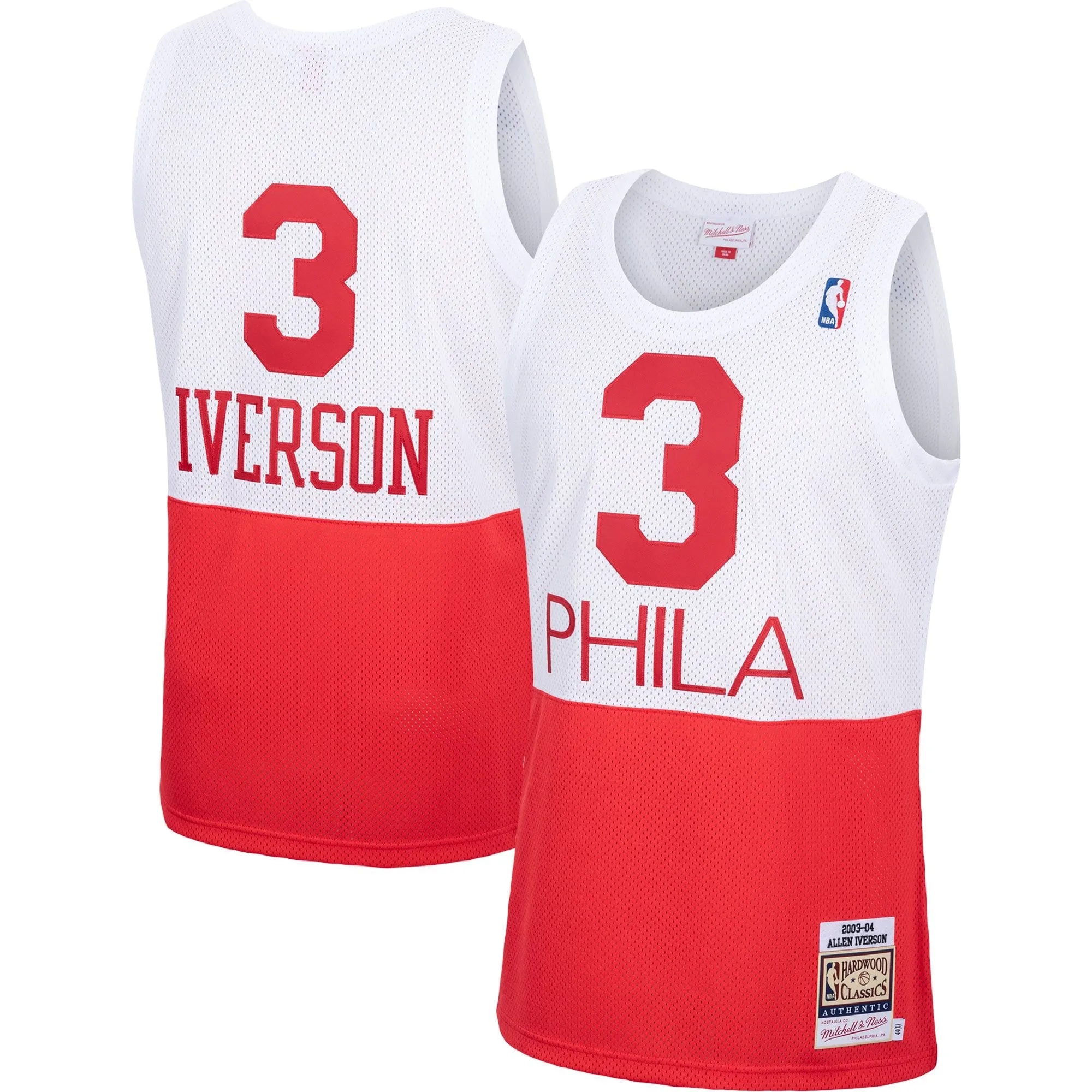 Allen Iverson Philadelphia 76ers Mitchell & Ness 2003/04 Hardwood Classics  Jersey - White