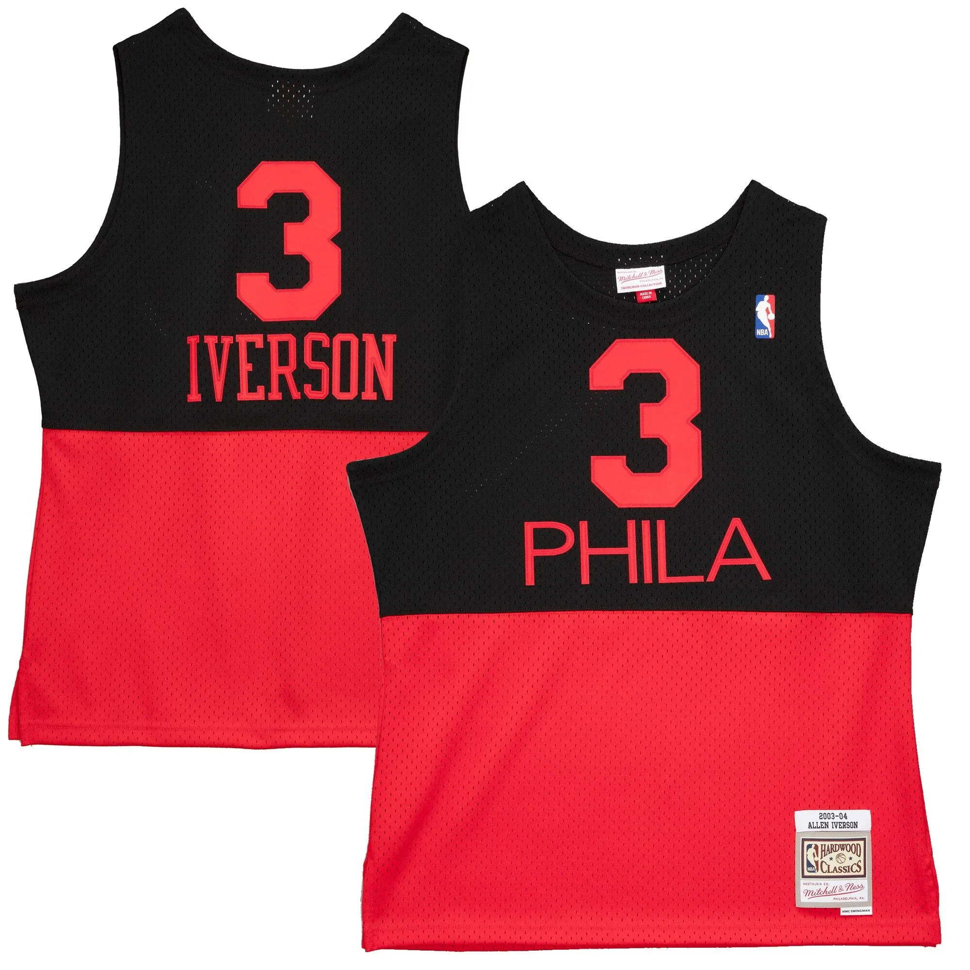 Allen Iverson Philadelphia 76ers Mitchell & Ness 2003/04 Hardwood Classics Reload 2.0 Swingman Jersey - Black