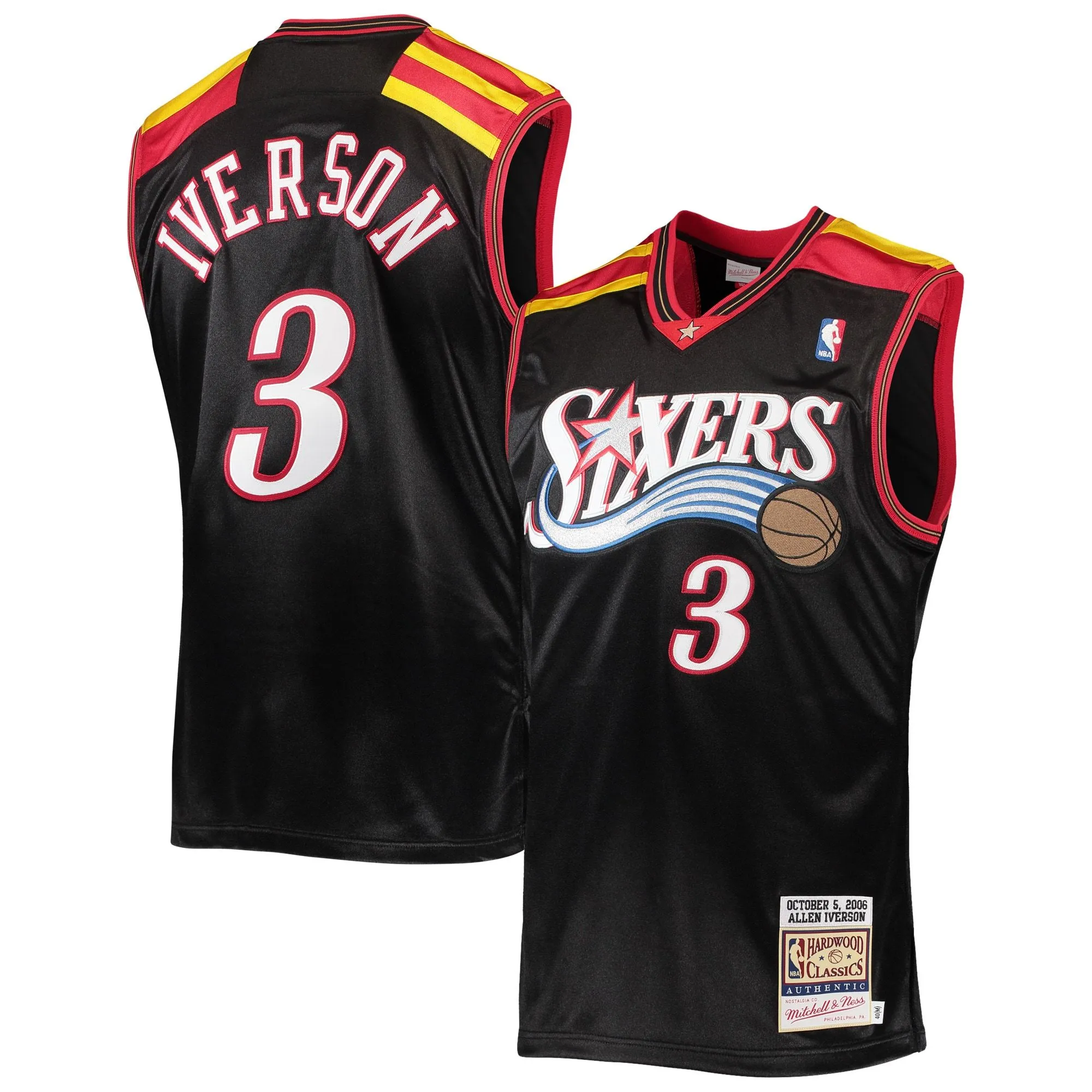 Allen Iverson Philadelphia 76ers Mitchell & Ness 2006 Hardwood Classics  Jersey - Black