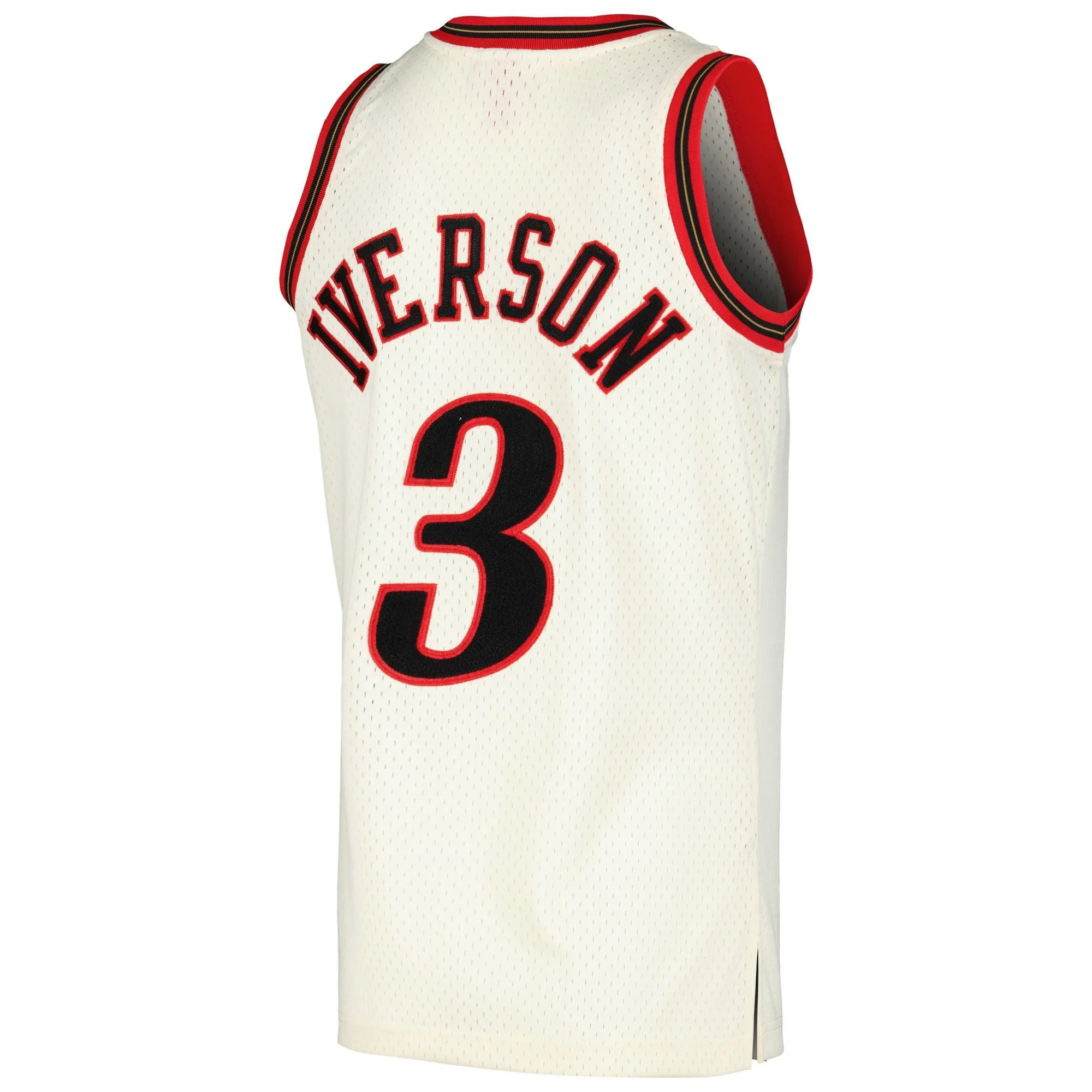 Allen Iverson Philadelphia 76ers Mitchell & Ness Chainstitch Swingman Jersey - Cream