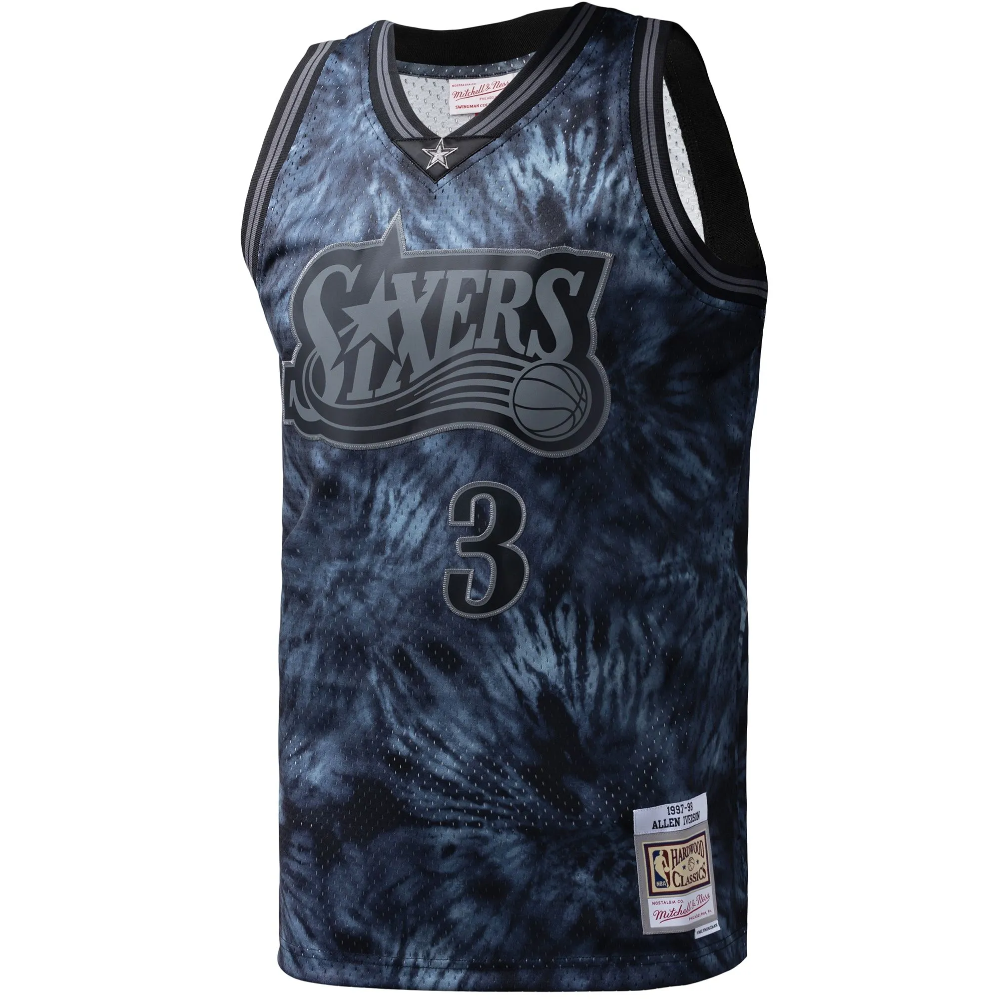 Allen Iverson Philadelphia 76ers Mitchell & Ness Hardwood Classics 1997/98 Tie-Dye Swingman Jersey - Black