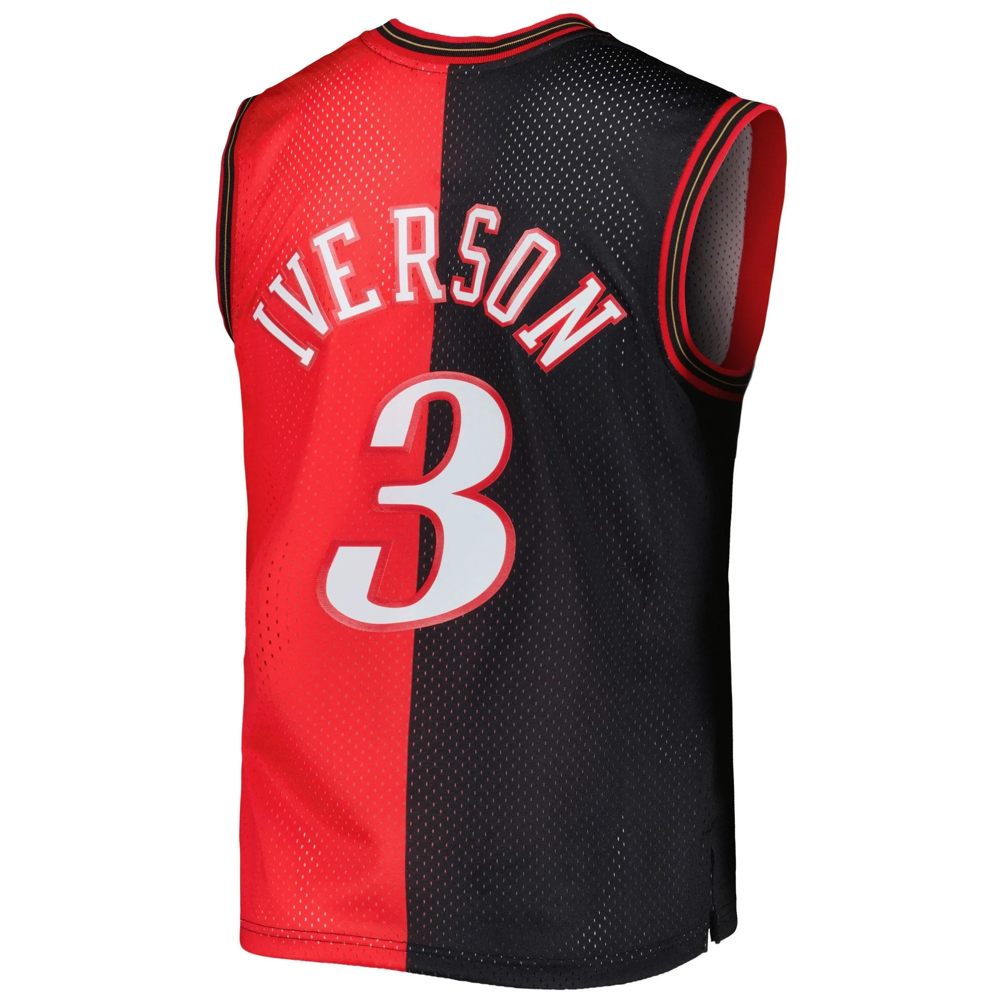 Allen Iverson Philadelphia 76ers Mitchell & Ness Hardwood Classics 2000/01 Split Swingman Jersey - Black/Red