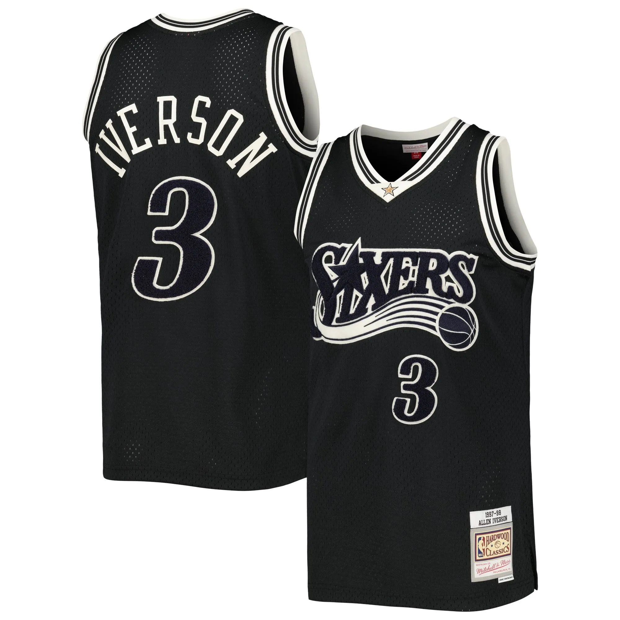 Allen Iverson Philadelphia 76ers Mitchell & Ness Hardwood Classics Off-Court Swingman Jersey - Black