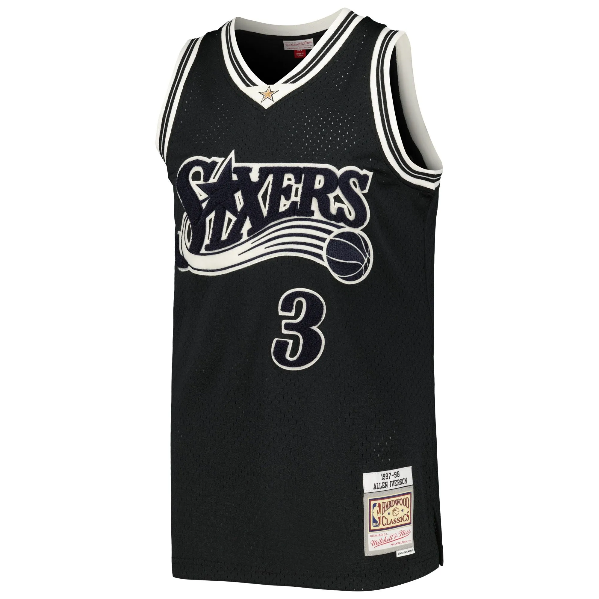 Allen Iverson Philadelphia 76ers Mitchell & Ness Hardwood Classics Off-Court Swingman Jersey - Black