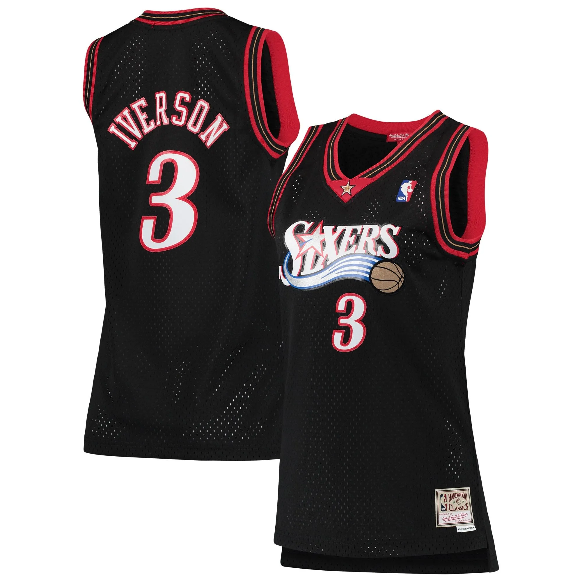 Allen Iverson Philadelphia 76ers Mitchell & Ness Women's 2000/01 Hardwood Classics Swingman Jersey - Black