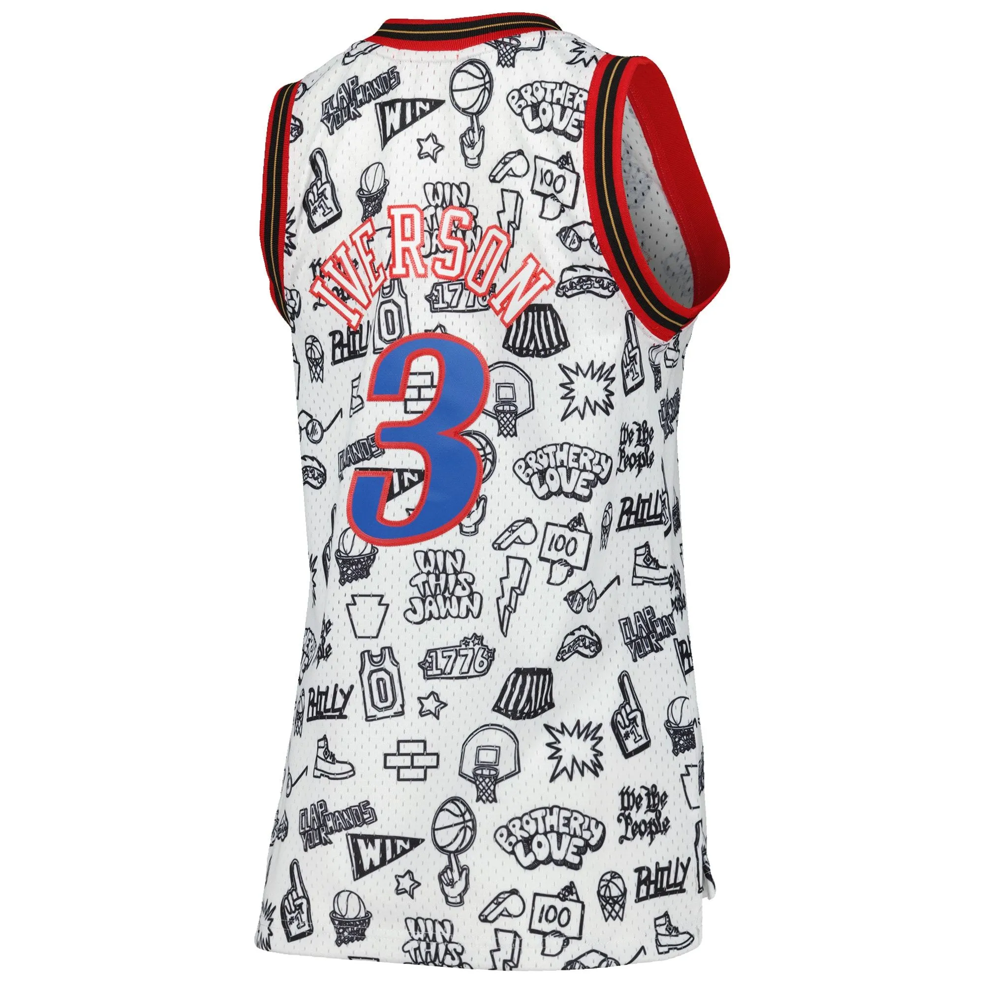 Allen Iverson Philadelphia 76ers Mitchell & Ness Women's 2000 Doodle Swingman Jersey - White