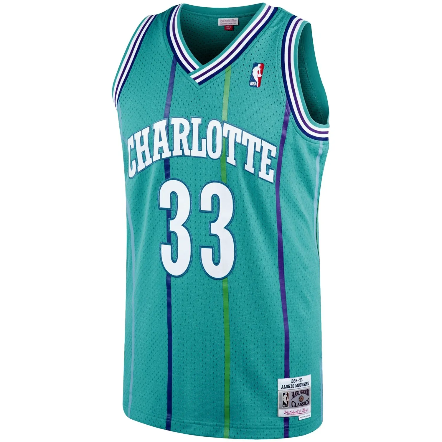 Alonzo Mourning Charlotte Hornets Mitchell & Ness 1992/93 Hardwood Classics Swingman Jersey - Teal