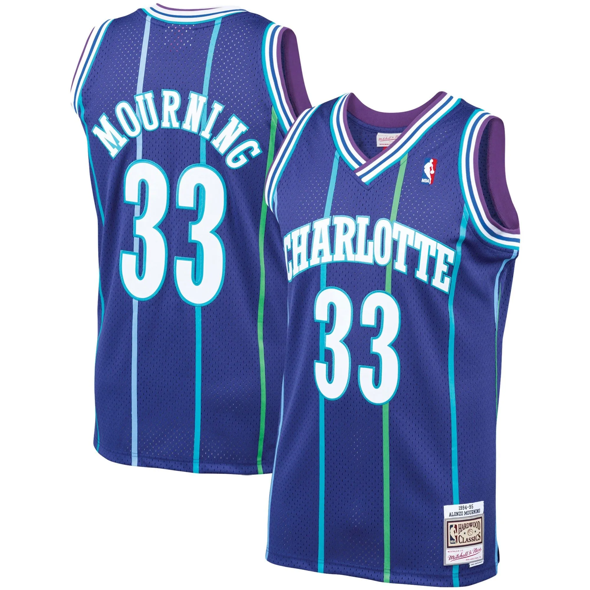 Alonzo Mourning Charlotte Hornets Mitchell & Ness 1994/95 Hardwood Classics Swingman Jersey - Purple