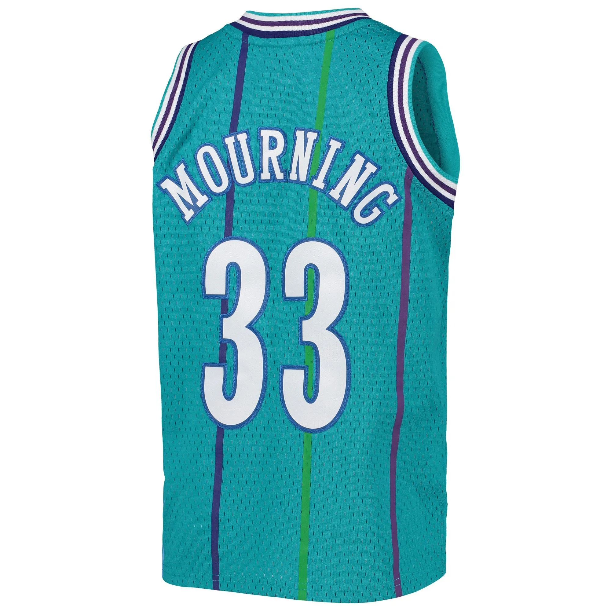 Alonzo Mourning Charlotte Hornets Mitchell & Ness Youth 1992/93 Hardwood Classics Swingman Jersey - Teal