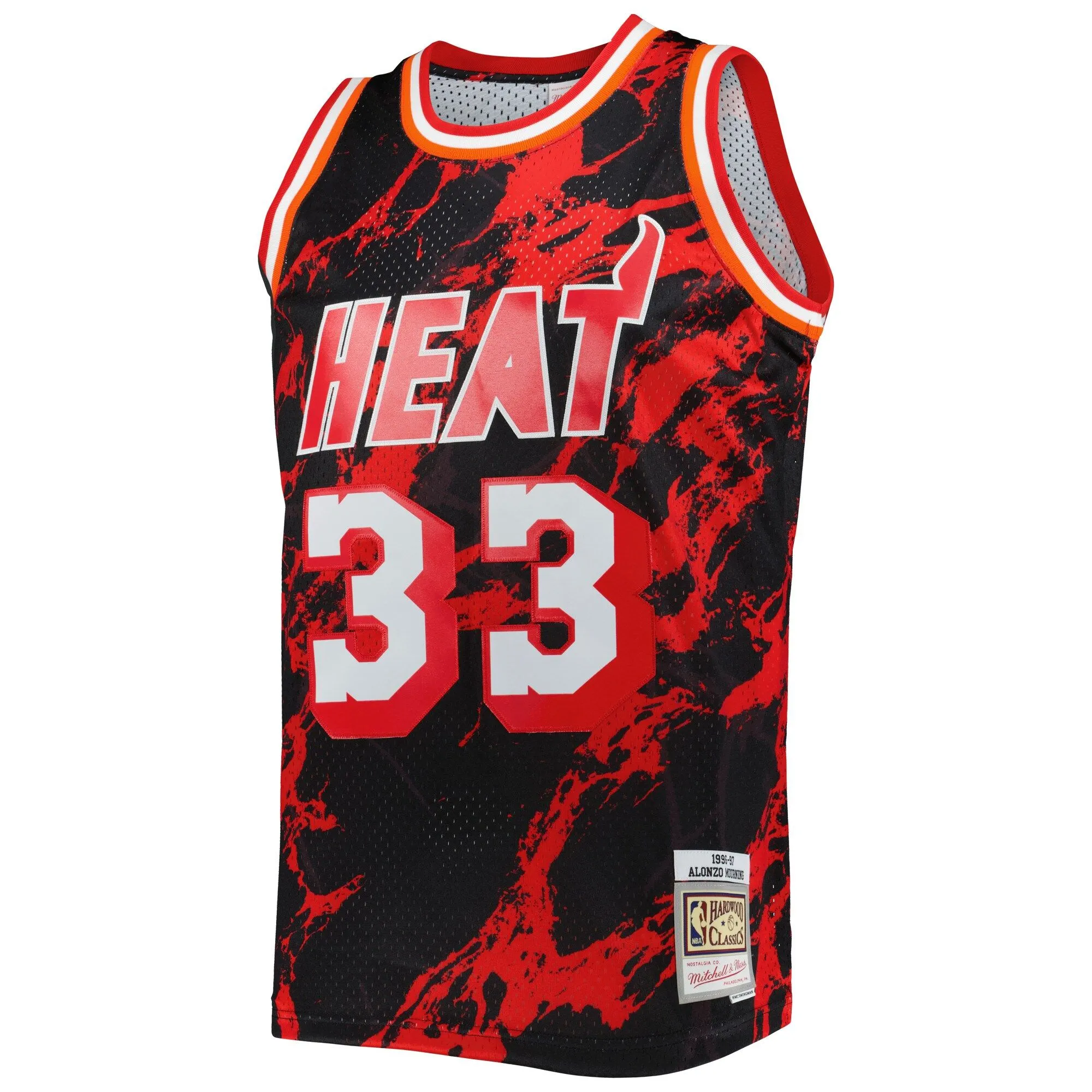 Alonzo Mourning Miami Heat Mitchell & Ness 1996/97 Hardwood Classics Marble Swingman Jersey - Black