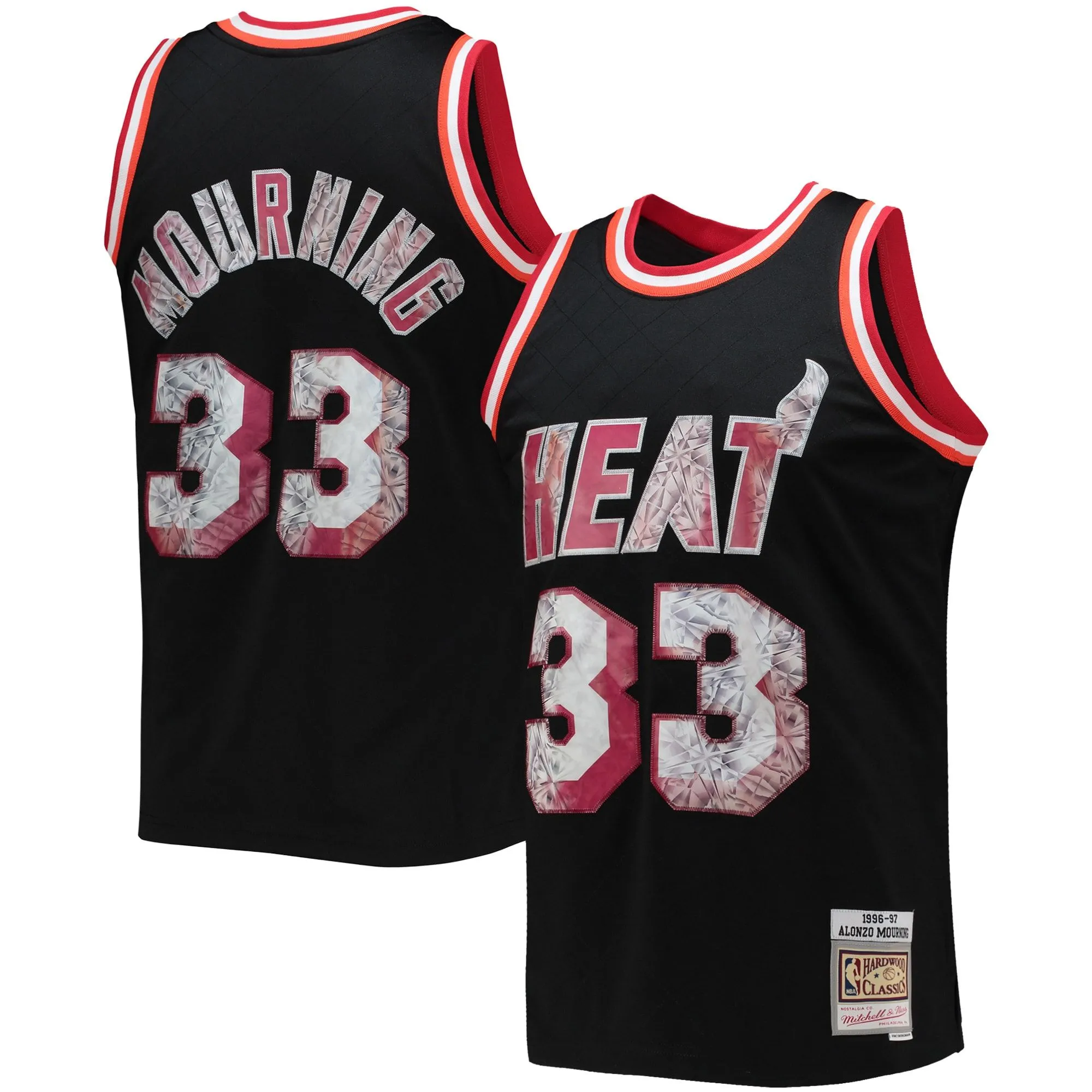 Alonzo Mourning Miami Heat Mitchell & Ness 1996/97 Hardwood Classics NBA 75th Anniversary Diamond Swingman Jersey - Black