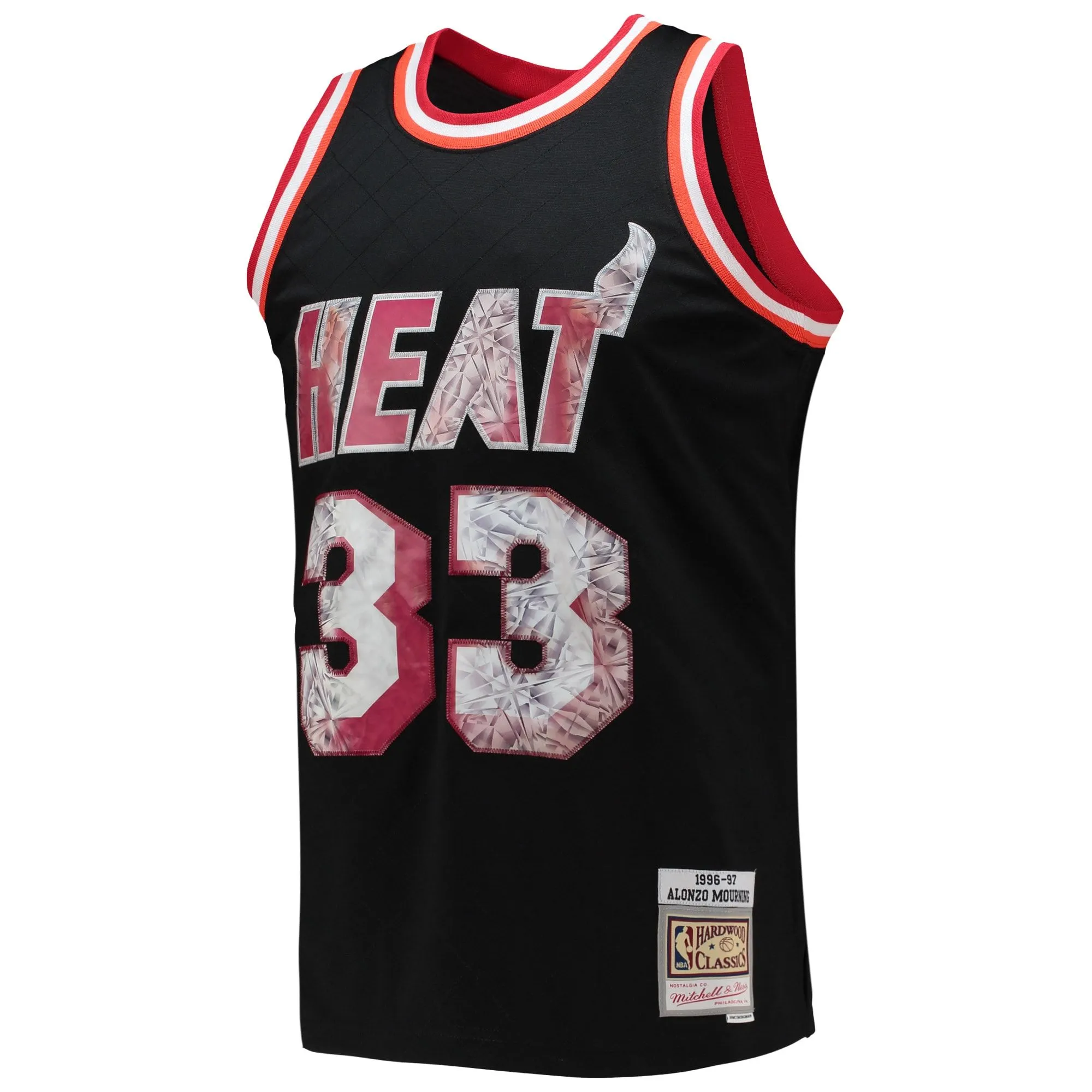 Alonzo Mourning Miami Heat Mitchell & Ness 1996/97 Hardwood Classics NBA 75th Anniversary Diamond Swingman Jersey - Black