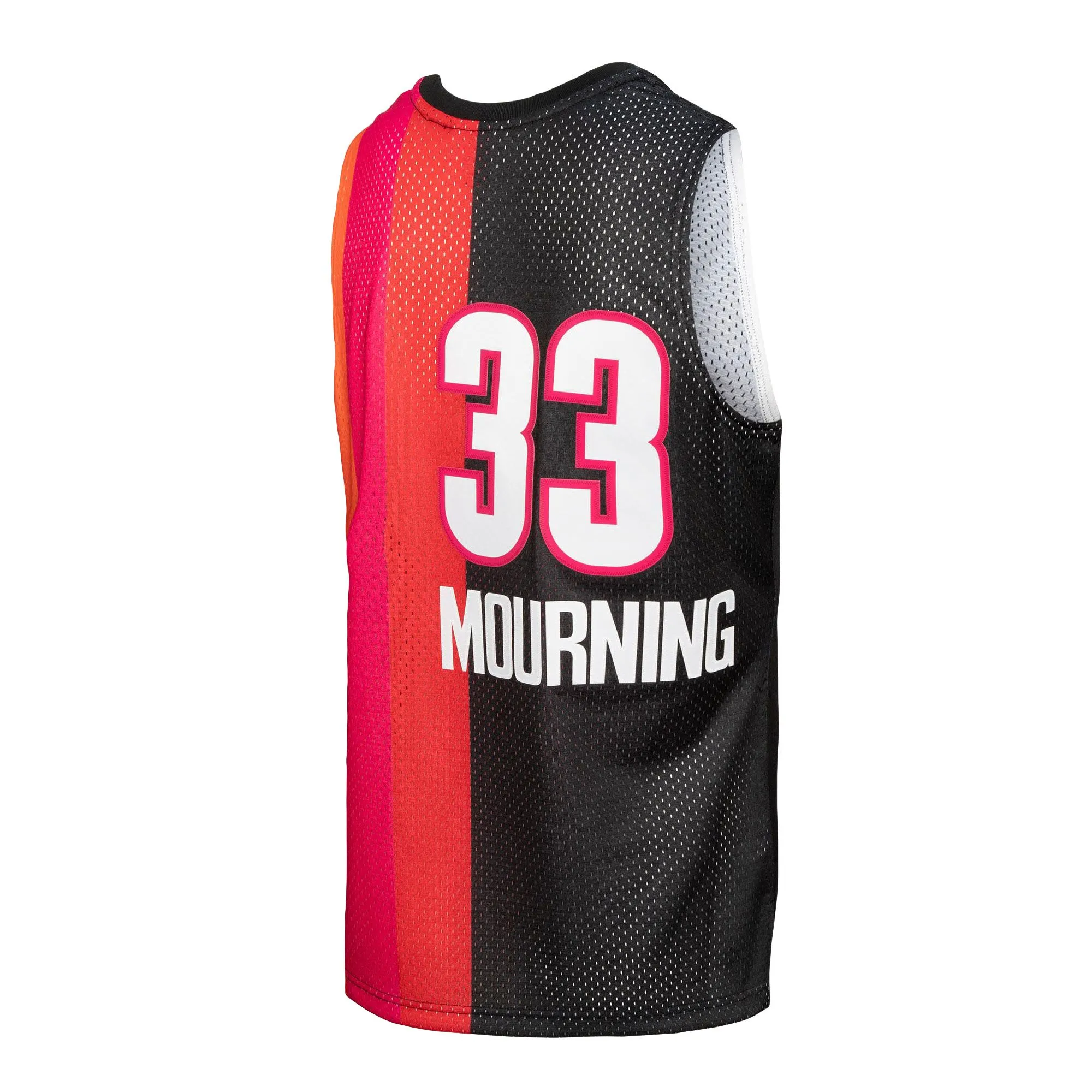 Alonzo Mourning Miami Heat Mitchell & Ness Hardwood Classics 2005/06 Split Swingman Jersey - Black/Red