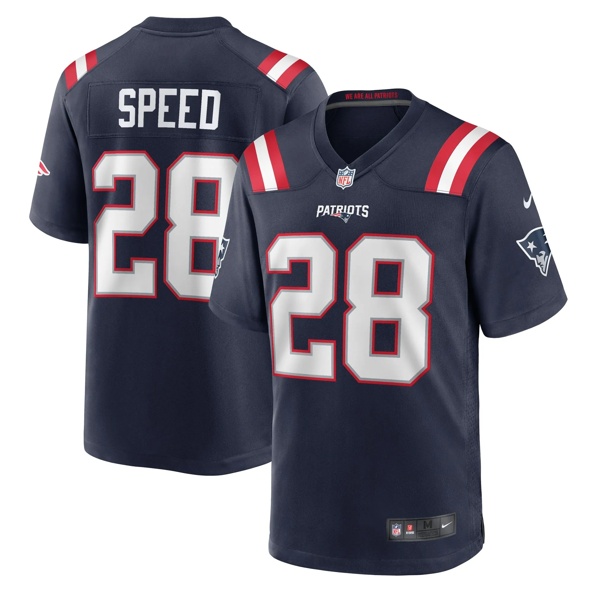 Ameer Speed New England Patriots  Team Game Jersey -  Navy