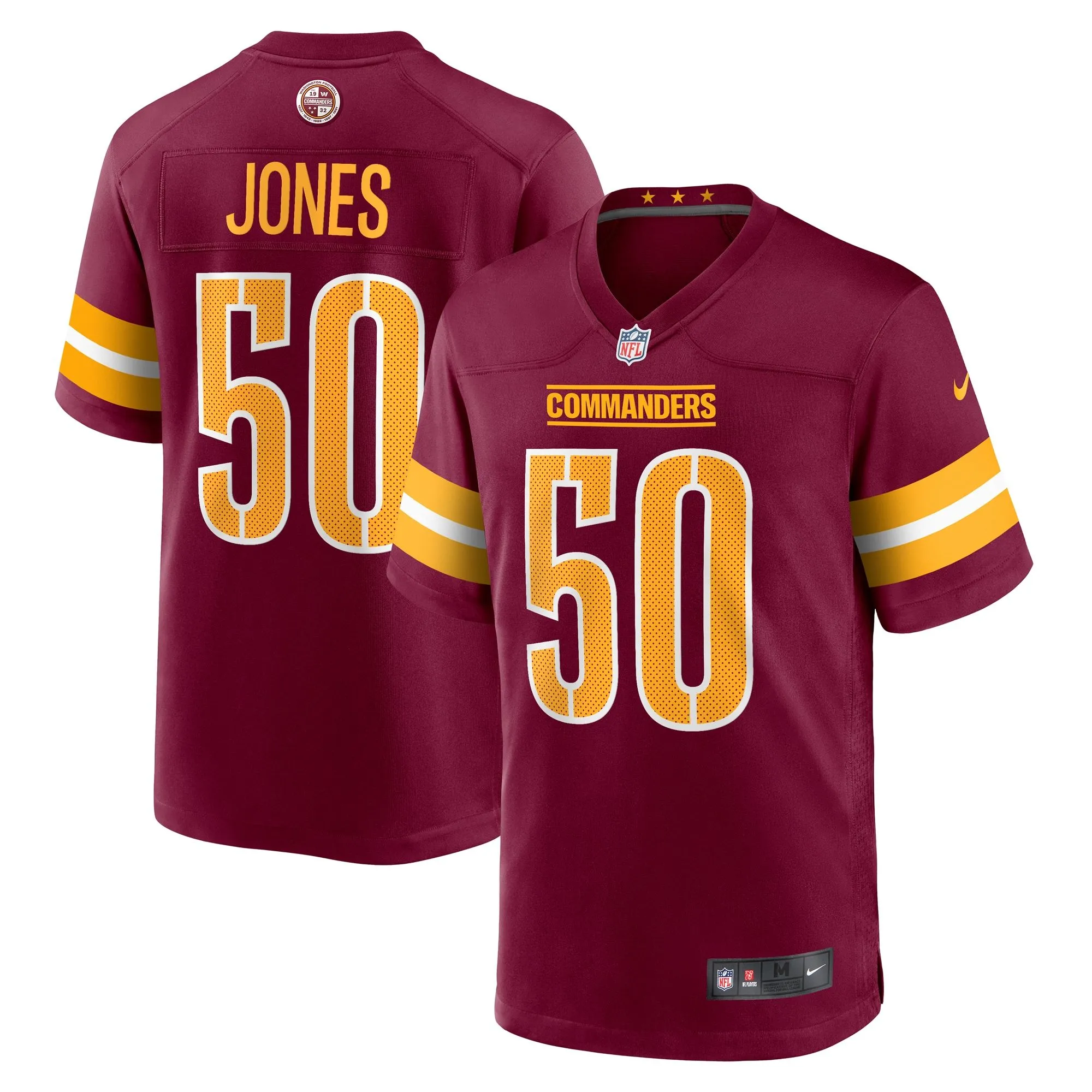 Andre Jones Jr. Washington Commanders  Team Game Jersey -  Burgundy