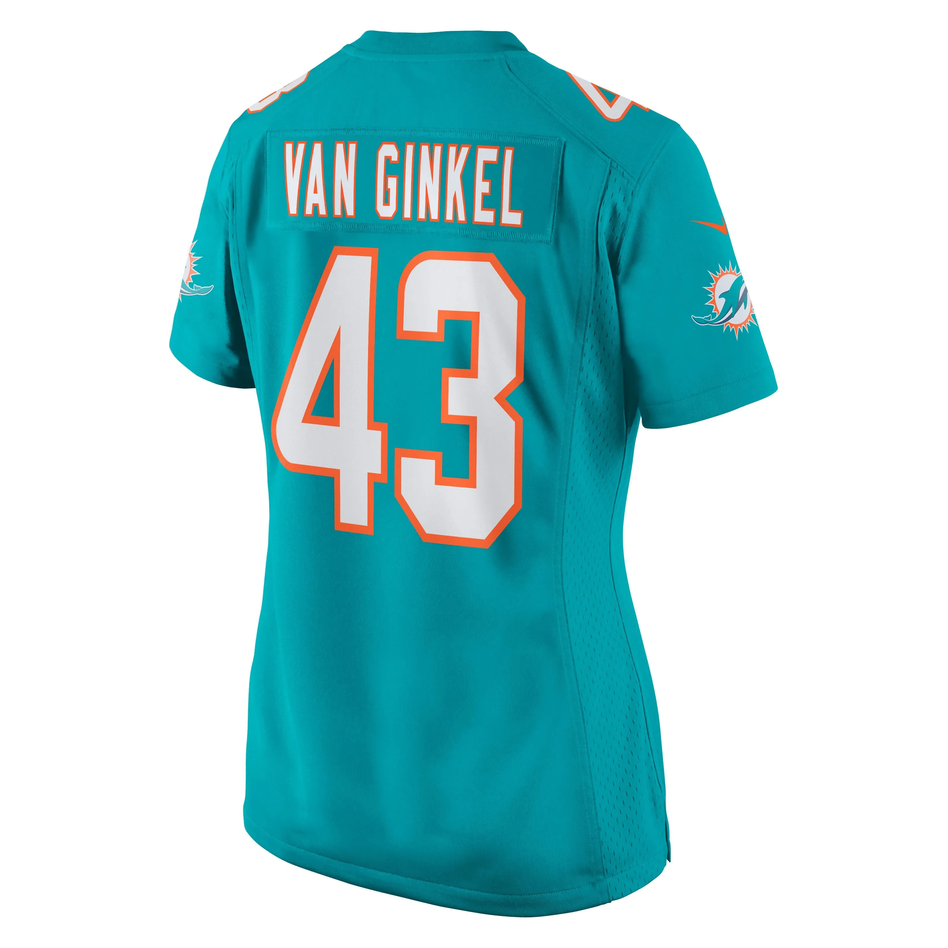 Andrew Van Ginkel Miami Dolphins  Women's Game Jersey - Aqua