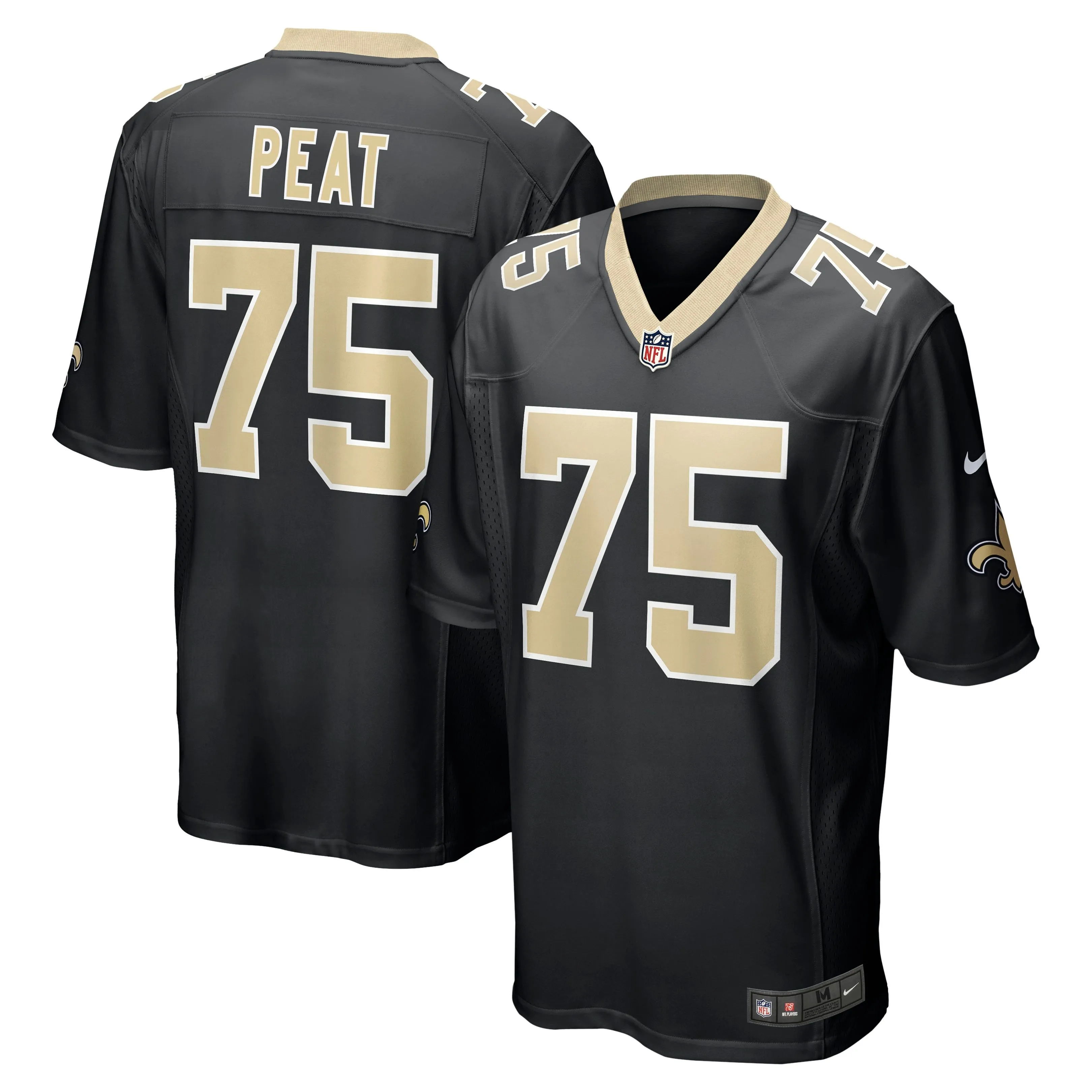 Andrus Peat New Orleans Saints  Game Jersey - Black