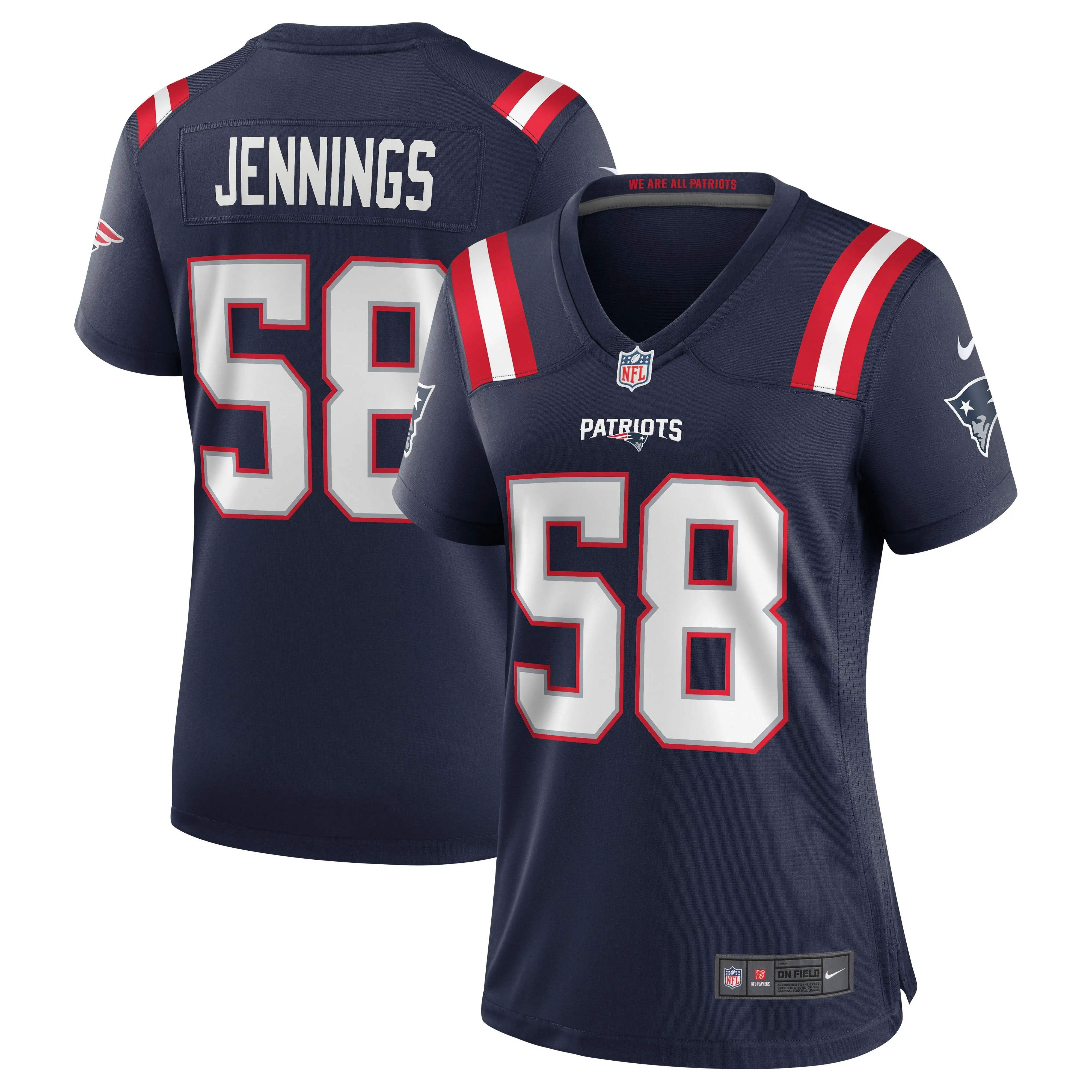 Anfernee Jennings New England Patriots  Women's Team Game Jersey - Navy