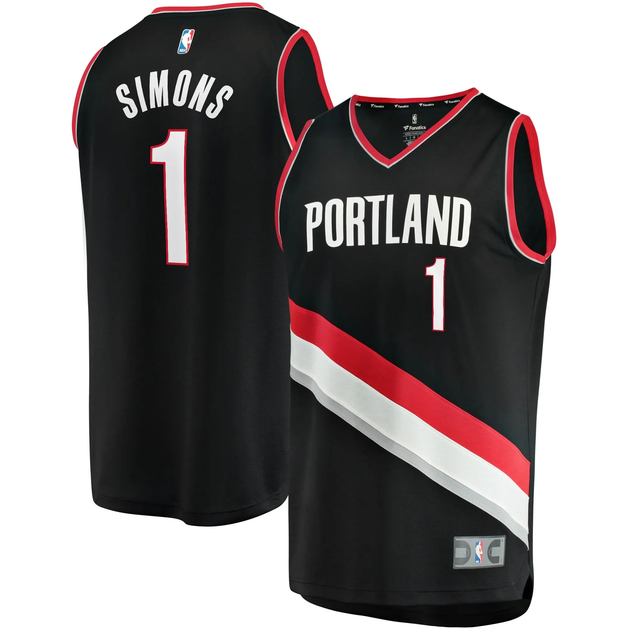 Anfernee Simons Portland Trail Blazers Fanatics Branded Fast Break Replica Jersey - Icon Edition - Black