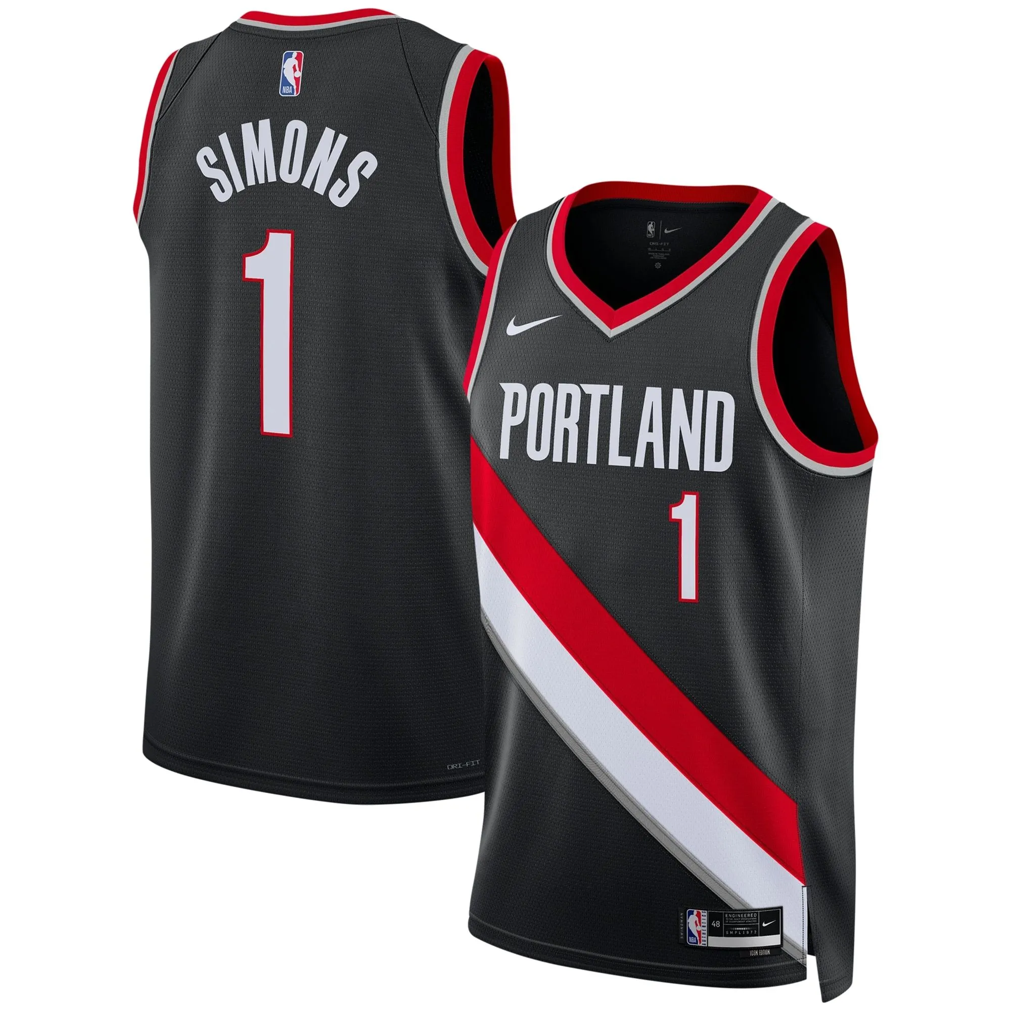 Anfernee Simons Portland Trail Blazers  Unisex Swingman Jersey - Icon Edition - Black