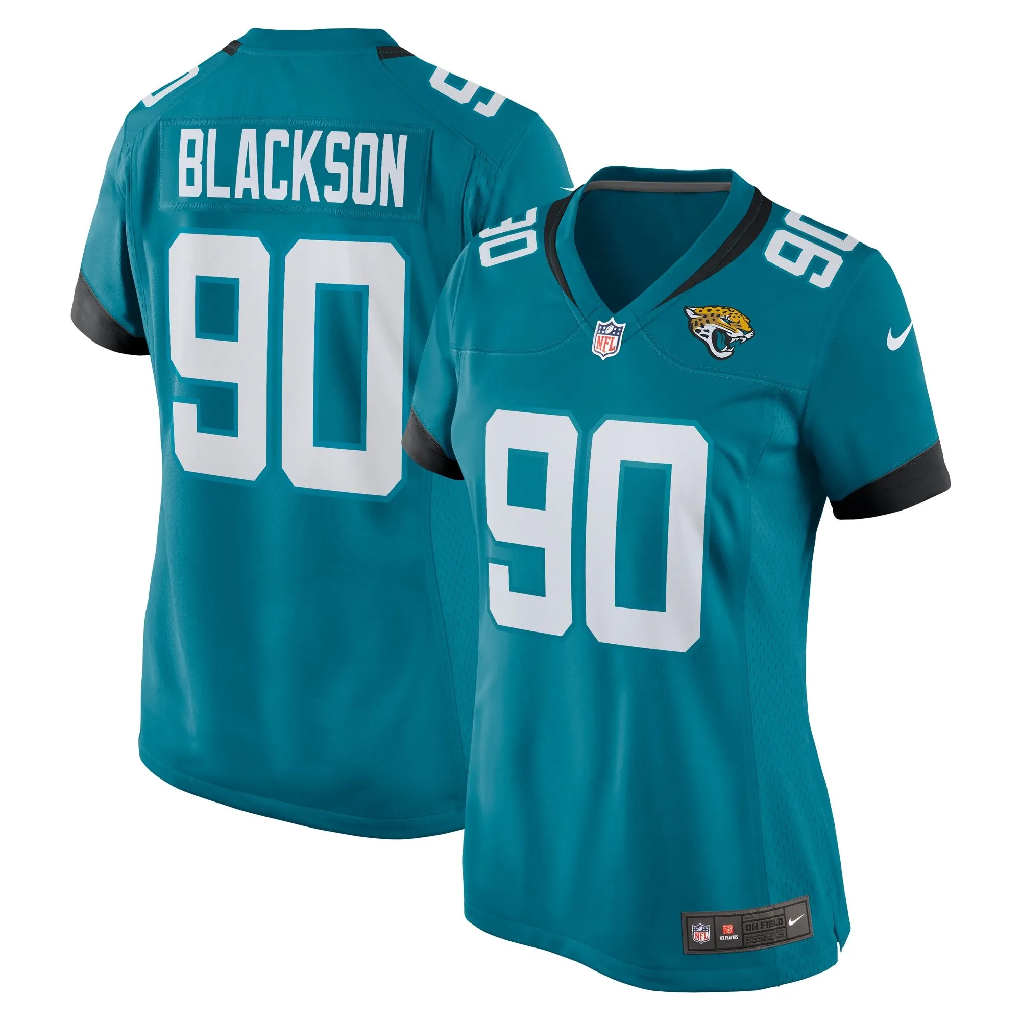 Angelo Blackson Jacksonville Jaguars  Women's Team Game Jersey -  Teal