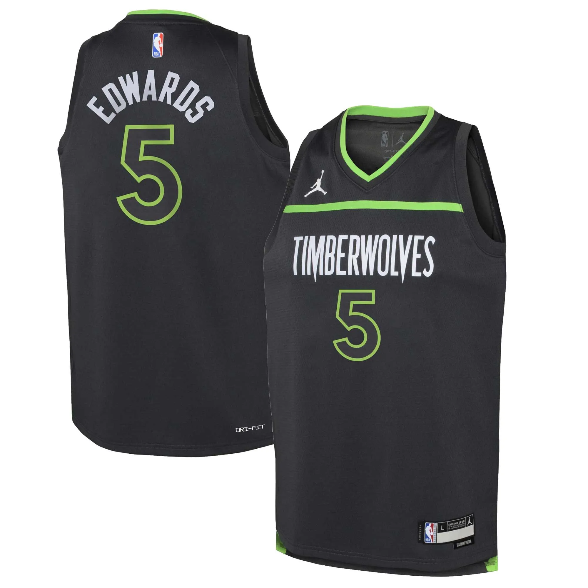 Anthony Edwards Minnesota Timberwolves Jordan Brand Youth Swingman Jersey - Statement Edition - Black