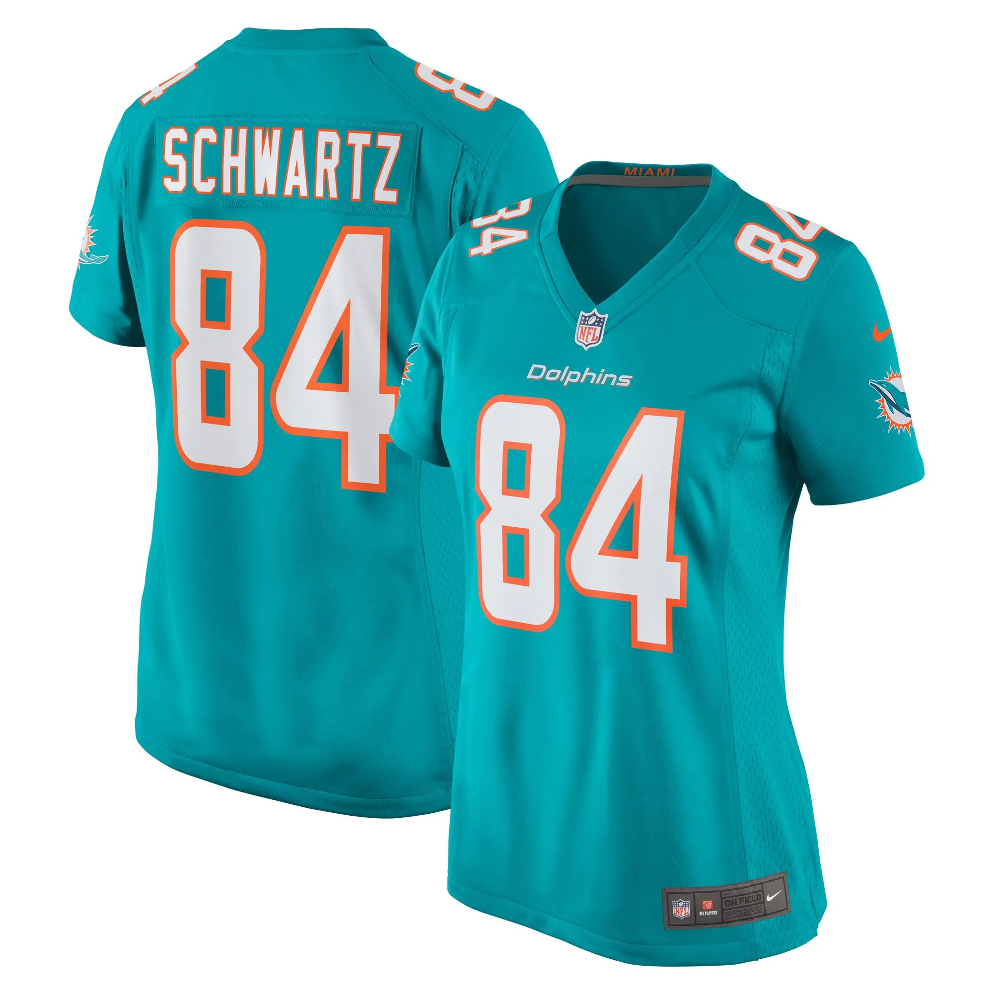 Anthony Schwartz Miami Dolphins  Women's Team Game Jersey -  Aqua