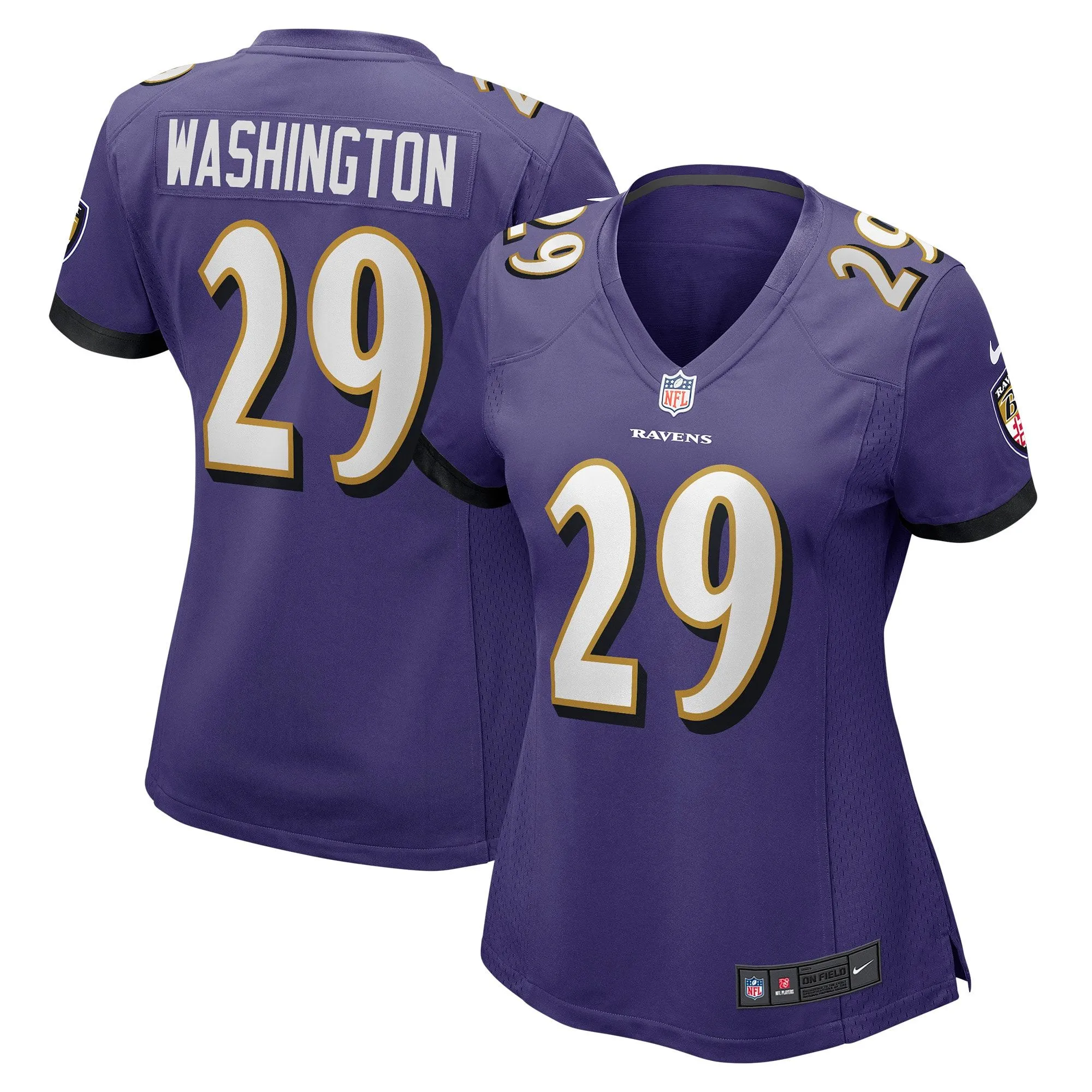 Ar'Darius Washington Baltimore Ravens  Women's Player Game Jersey - Purple