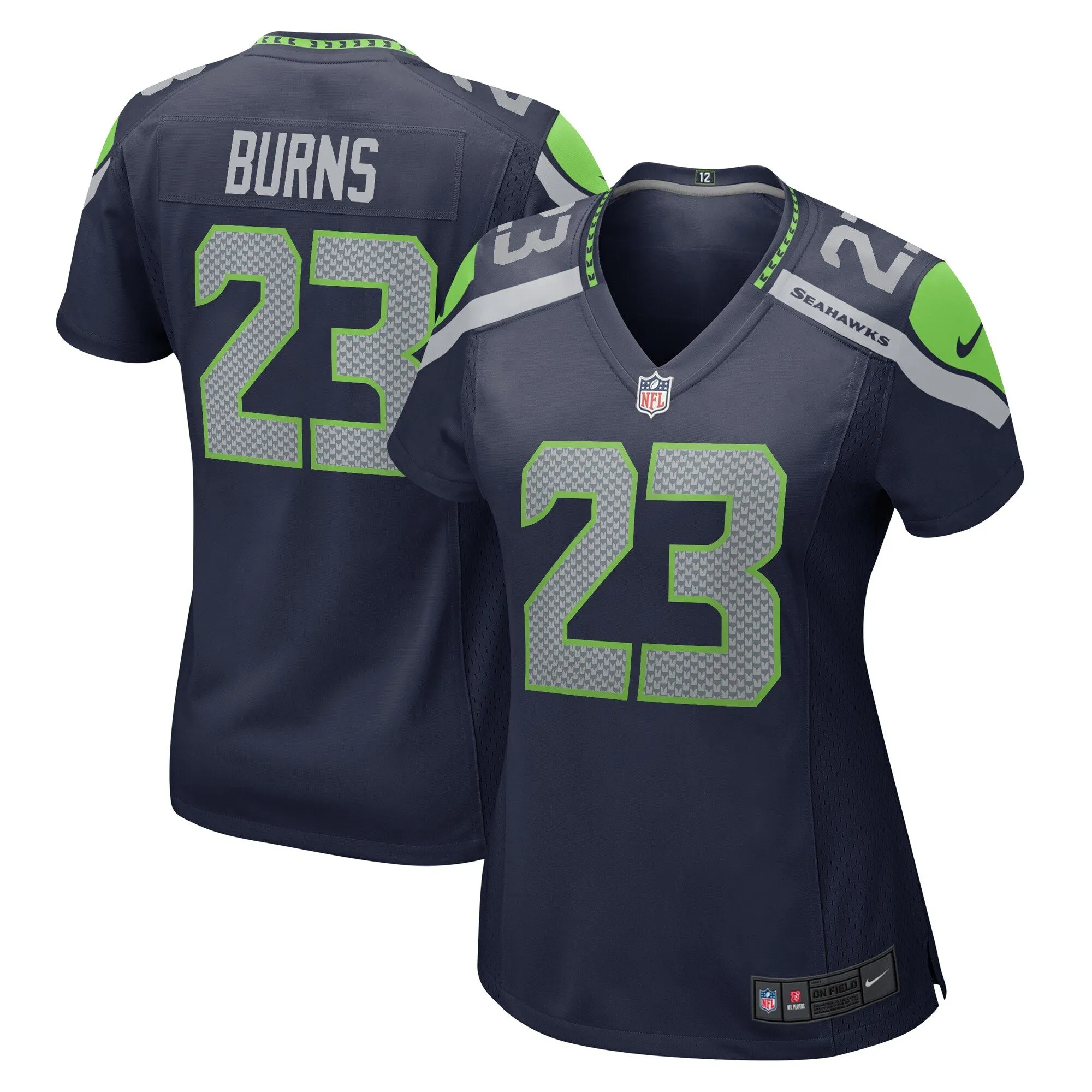 Artie Burns Seattle Seahawks  Women's  Game Jersey - College Navy