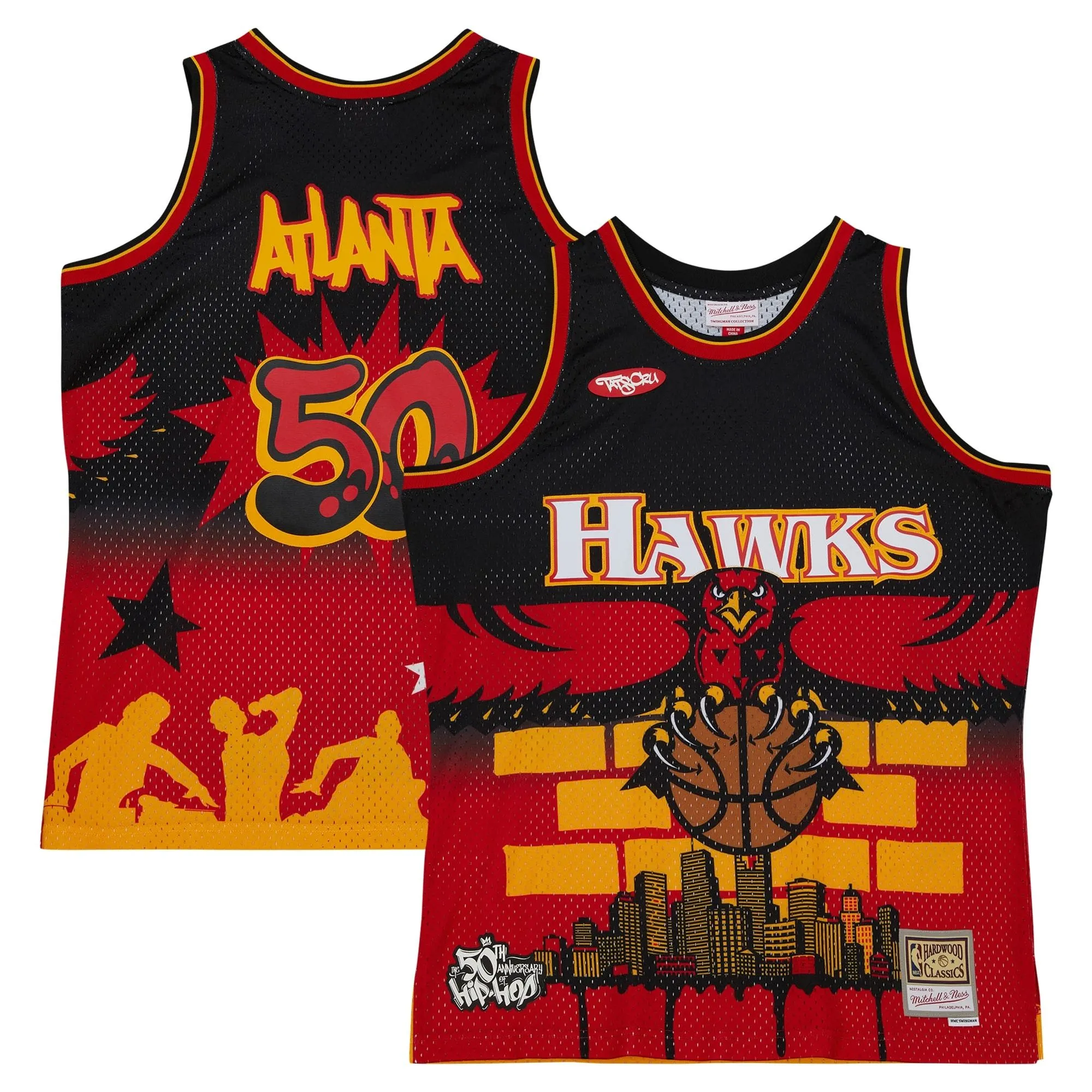 Atlanta Hawks Mitchell & Ness X Tats Cru Hardwood Classics Fashion Jersey - Black