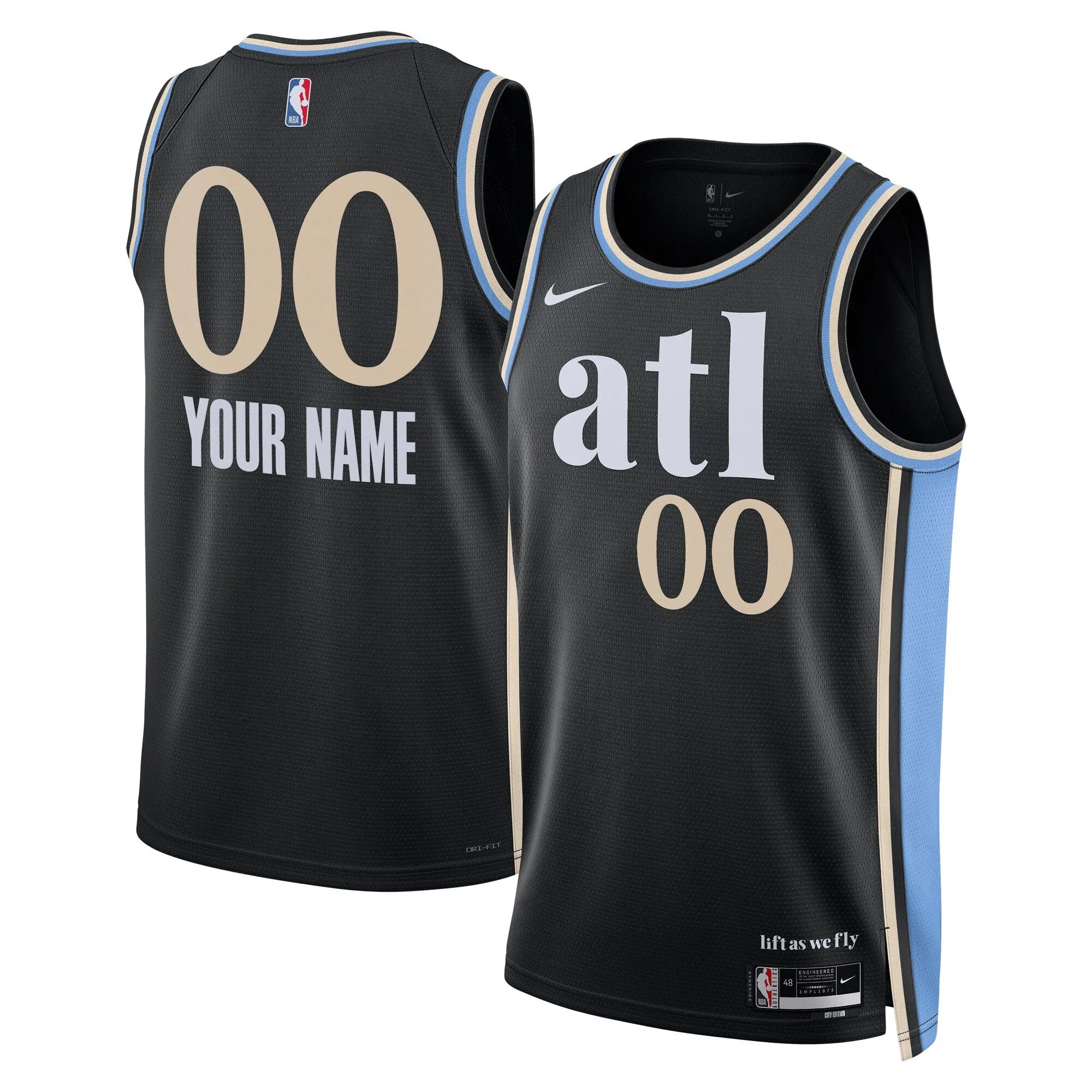 Atlanta Hawks  Unisex 2023/24 Custom Swingman Jersey - Black - City Edition