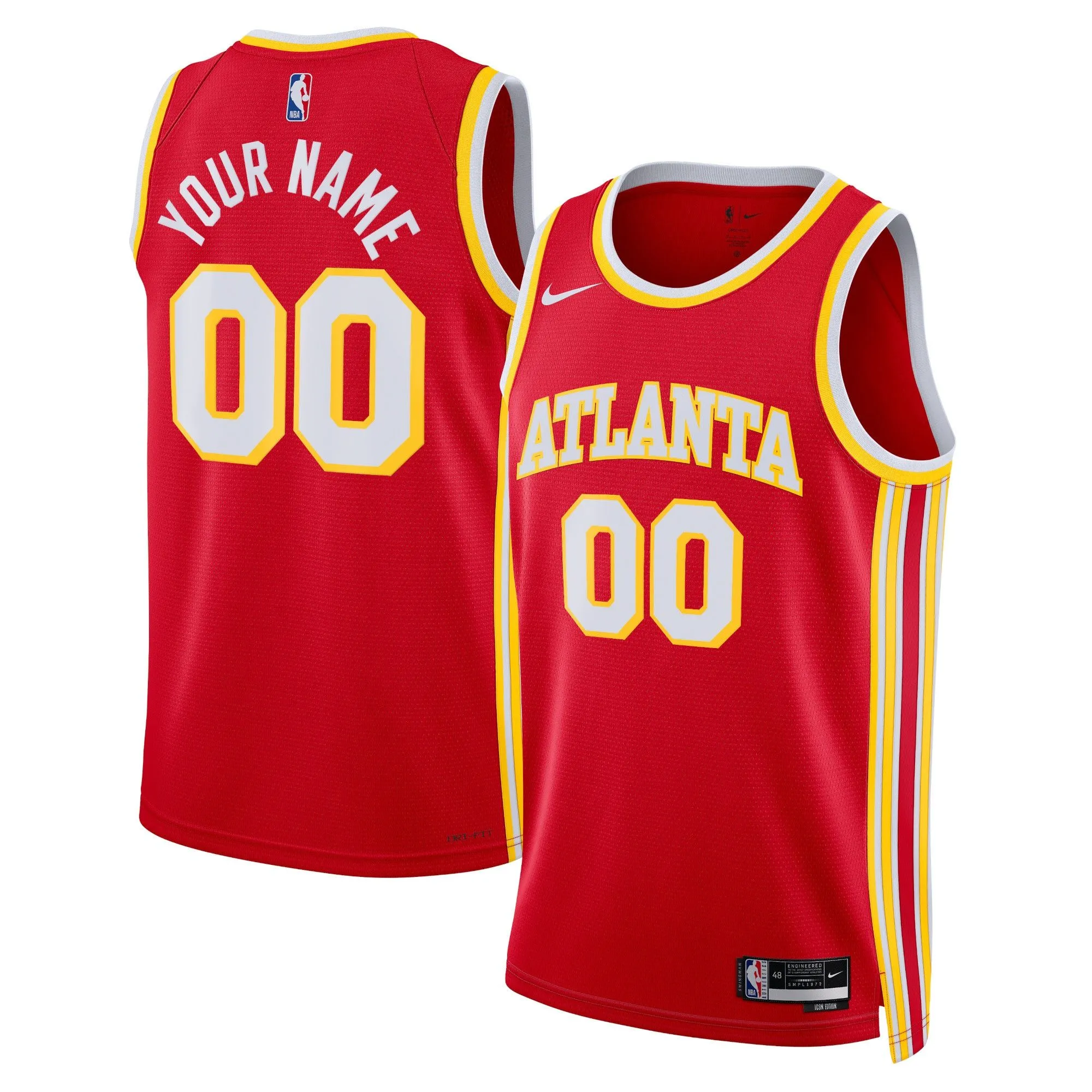 Atlanta Hawks  Unisex Swingman Custom Jersey Red - Icon Edition