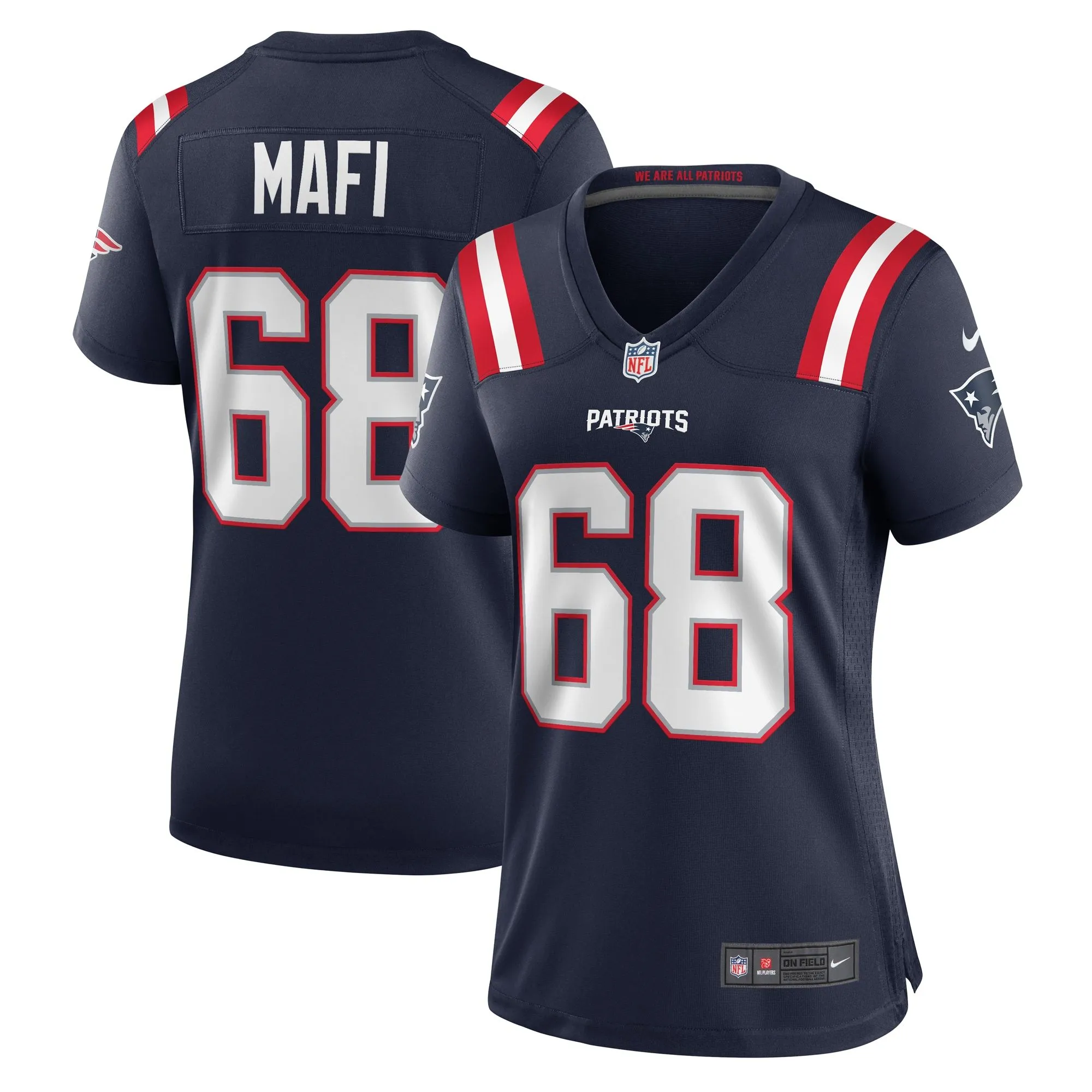 Atonio Mafi New England Patriots  Women's Team Game Jersey -  Navy